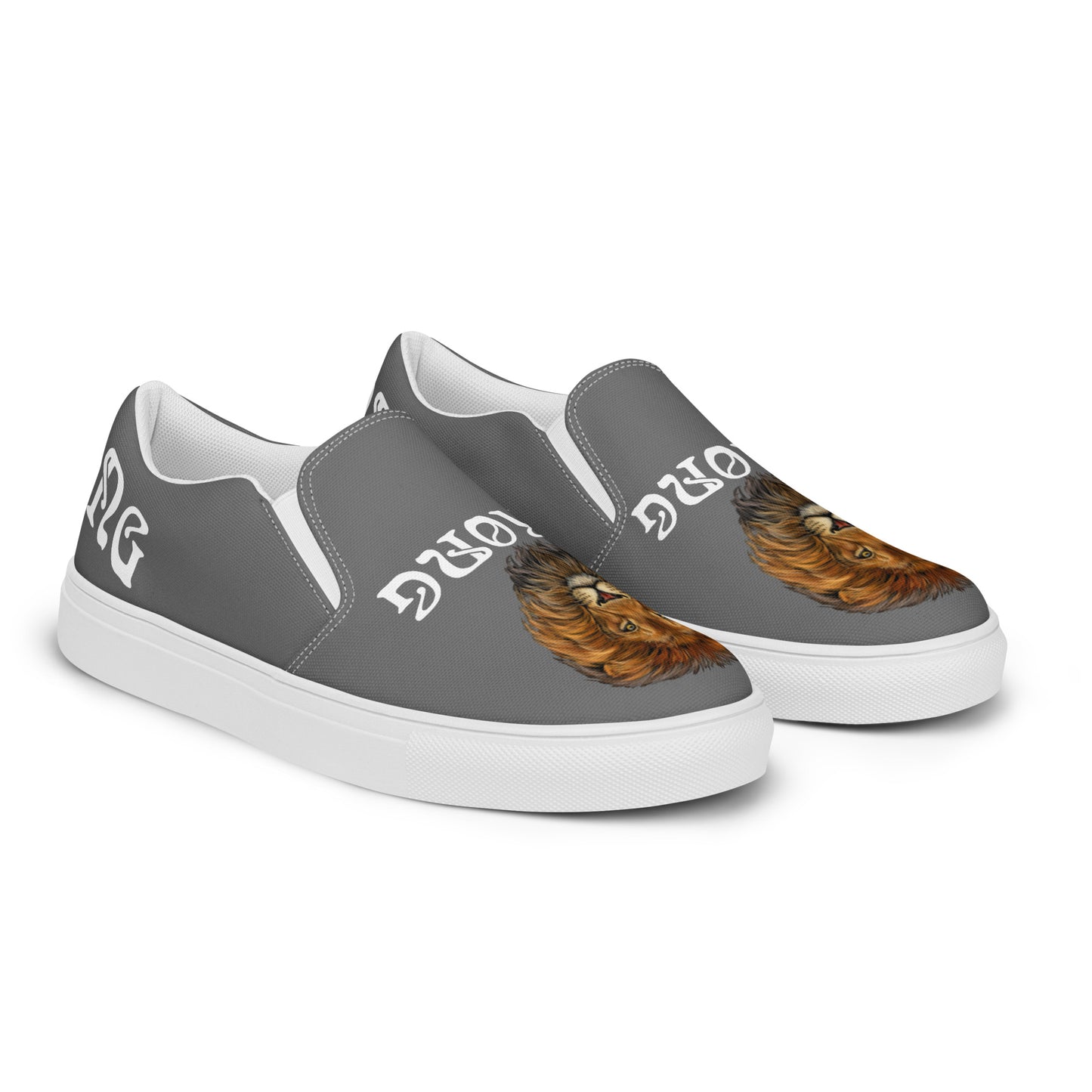 “STRONG”Grey Women’s Slip-On Canvas Shoes W/White Font