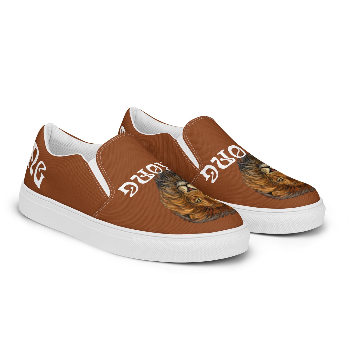 “STRONG” Brown Women’s Slip-On Canvas Shoes W/White Font