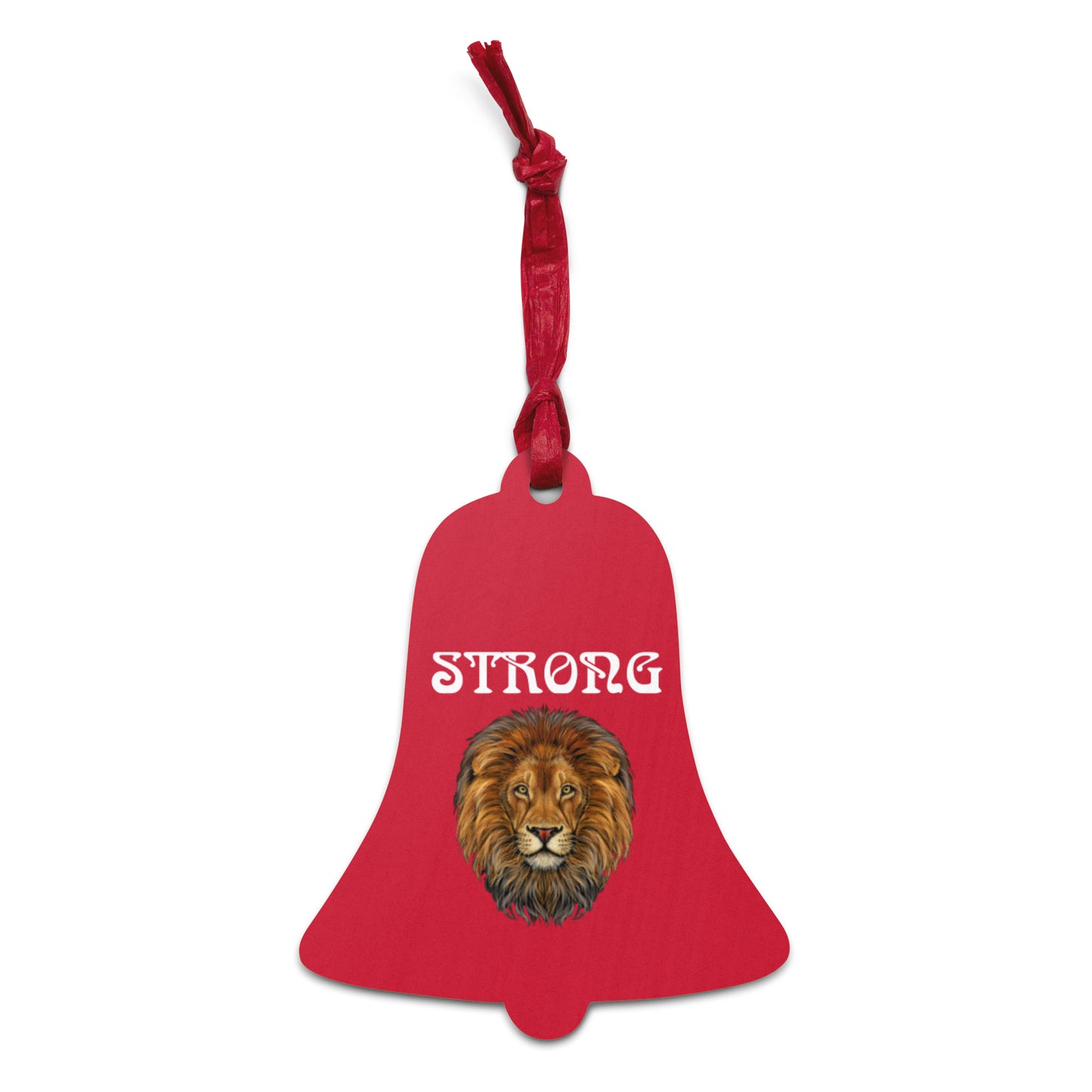 “STRONG” Red Wooden Ornaments W/White Font