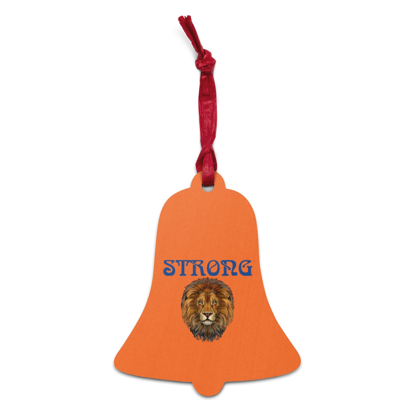 “STRONG” Orange Wooden Ornaments W/Blue Font