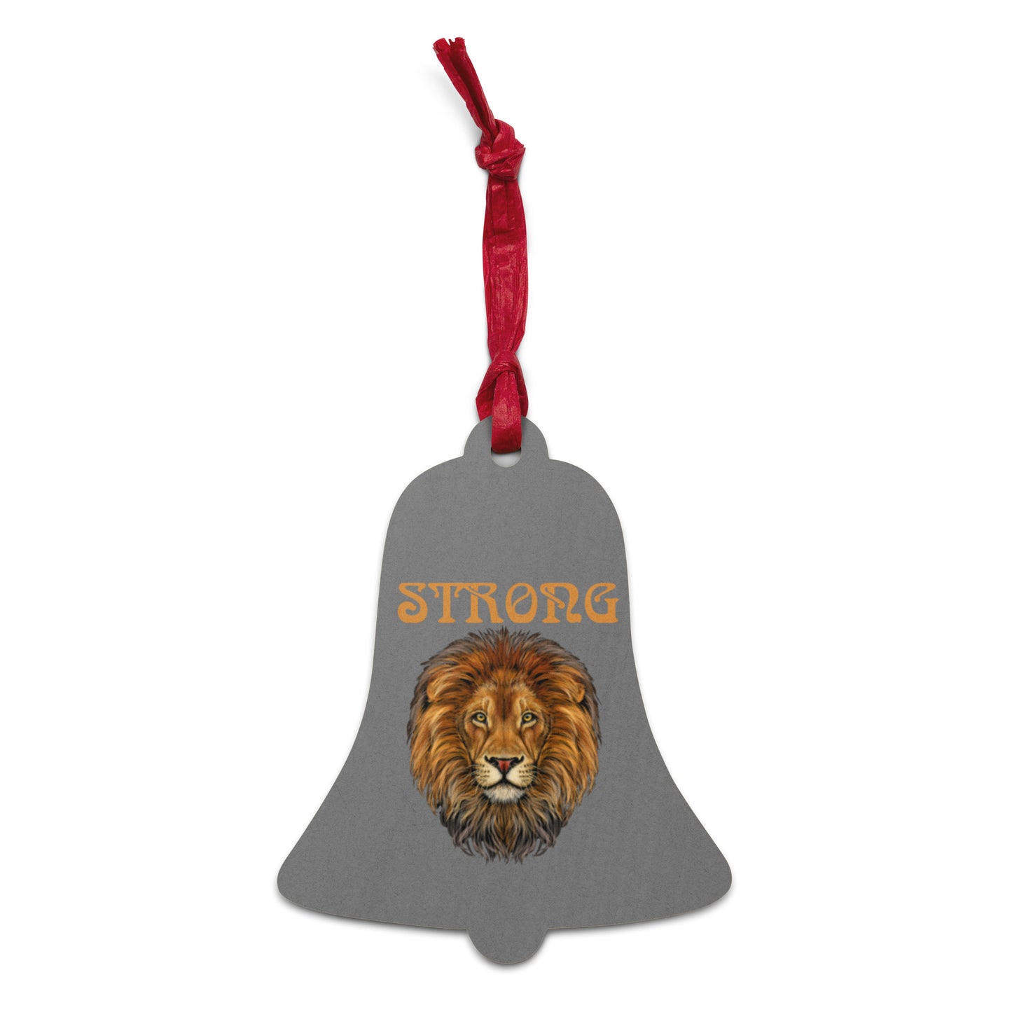 “STRONG”Grey Wooden Ornaments W/Bronze Font