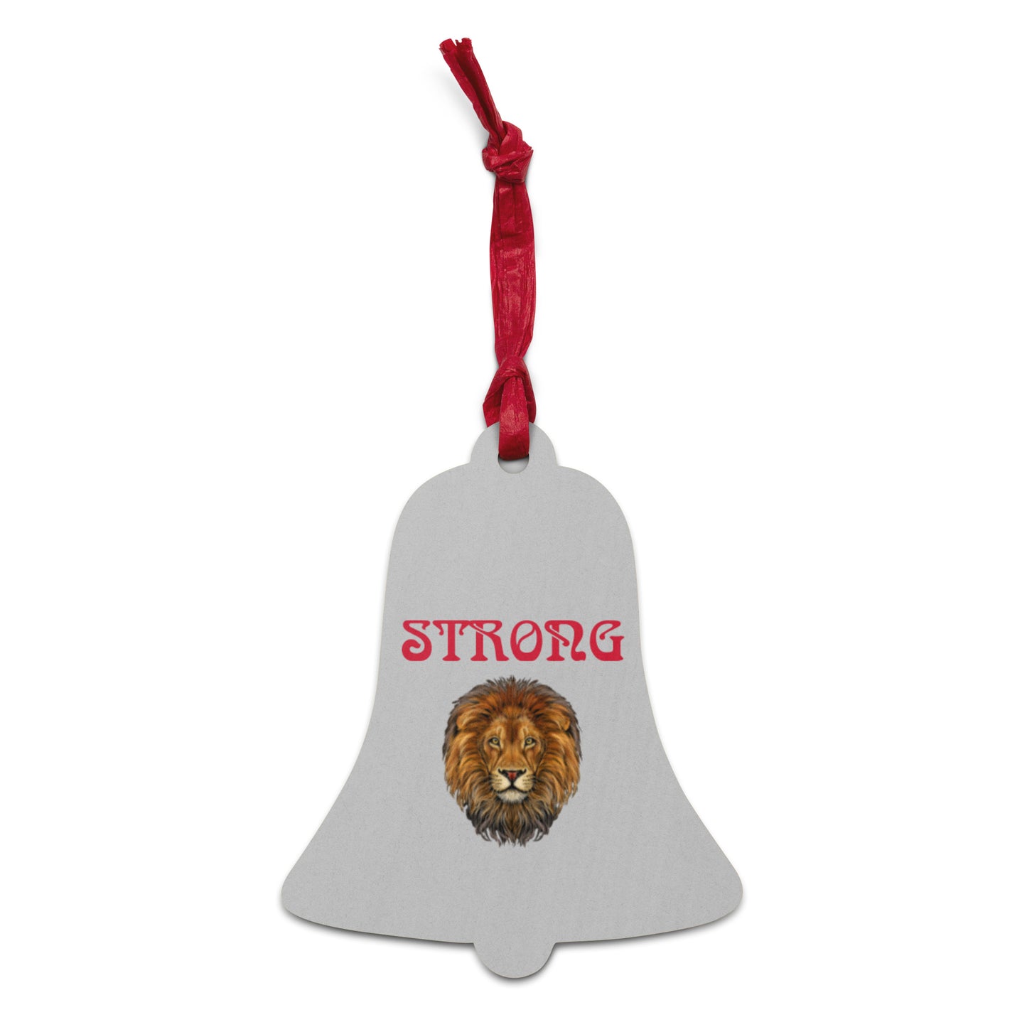 “STRONG”Silver Wooden Ornaments W/Red Font