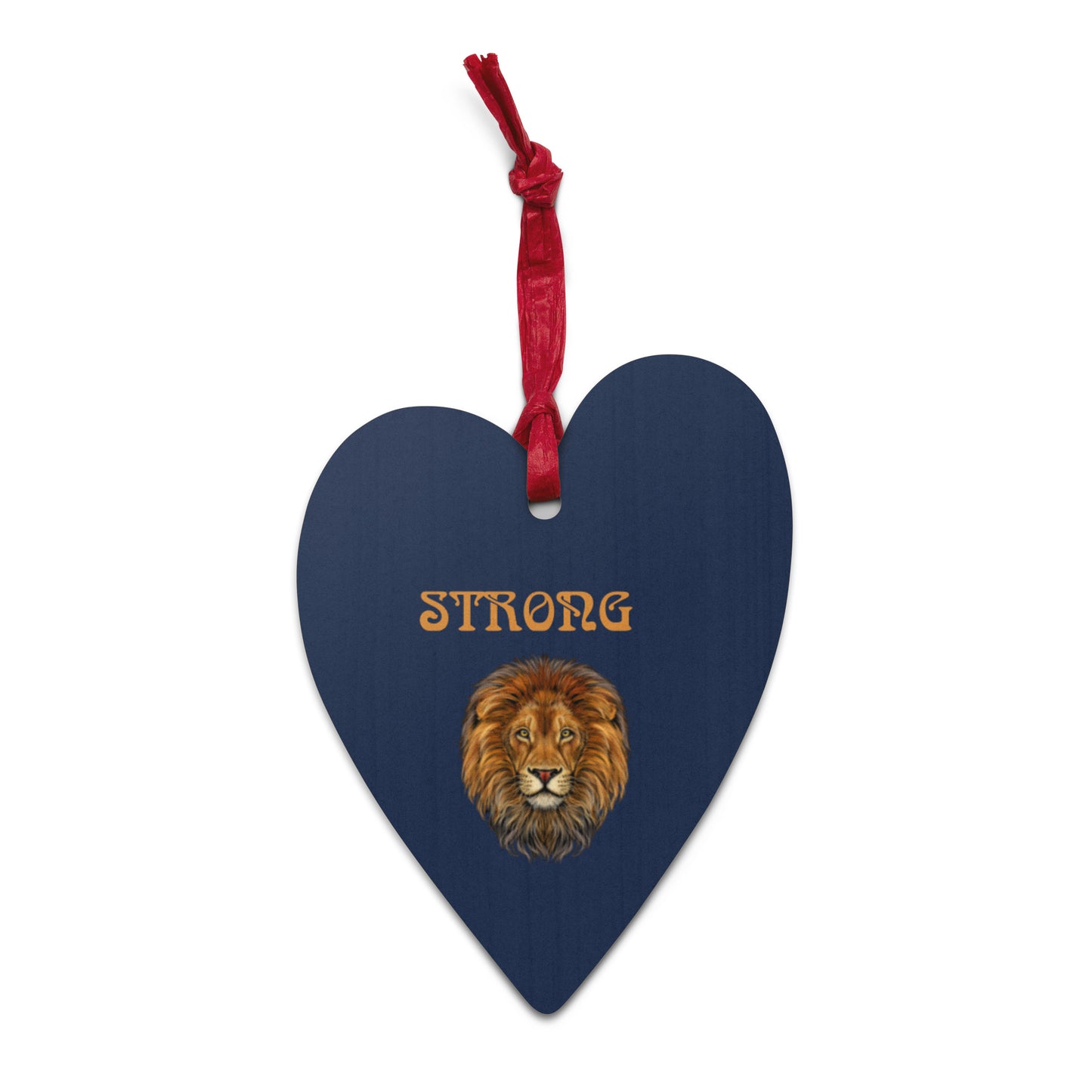“STRONG”Navy Wooden Ornaments W/Fawn Font