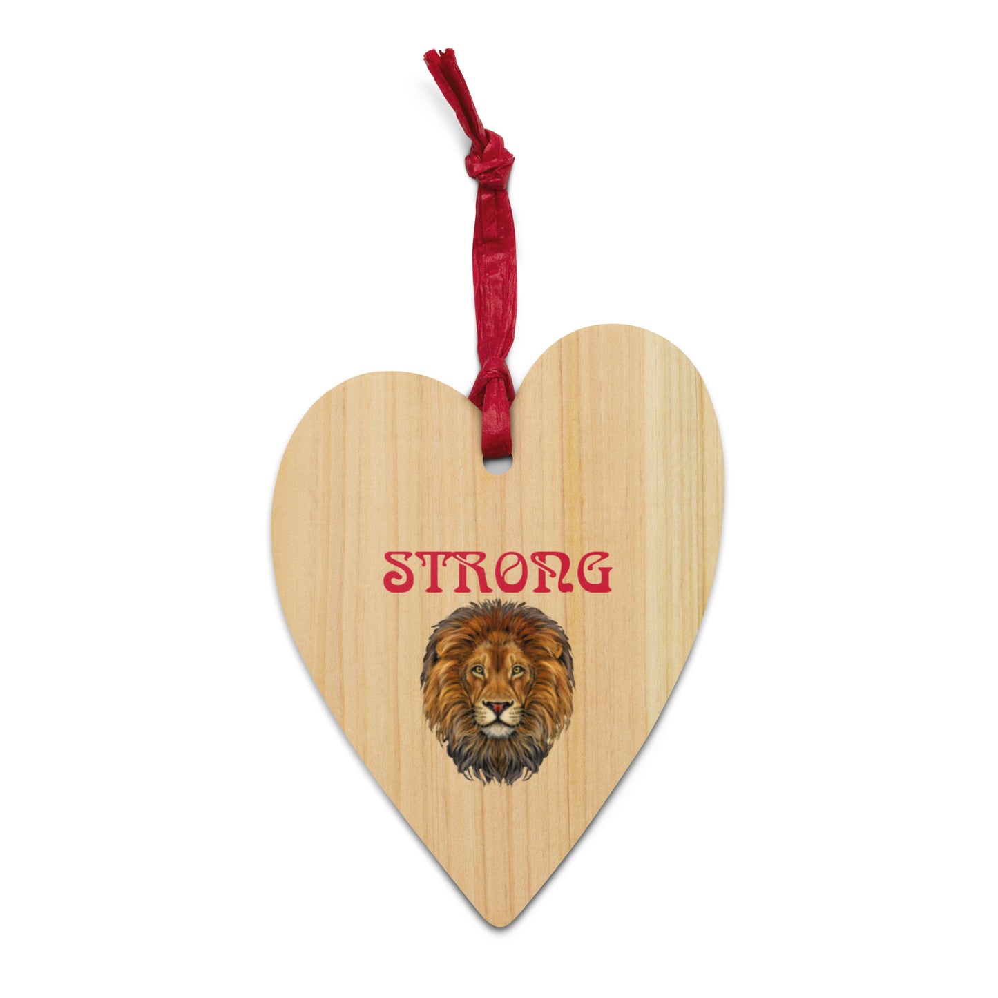 “STRONG”Wooden Ornaments W/Red Font