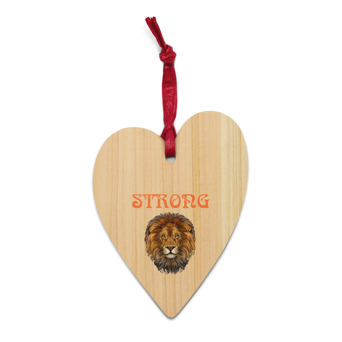 “STRONG”Wooden Ornaments W/Orange Font