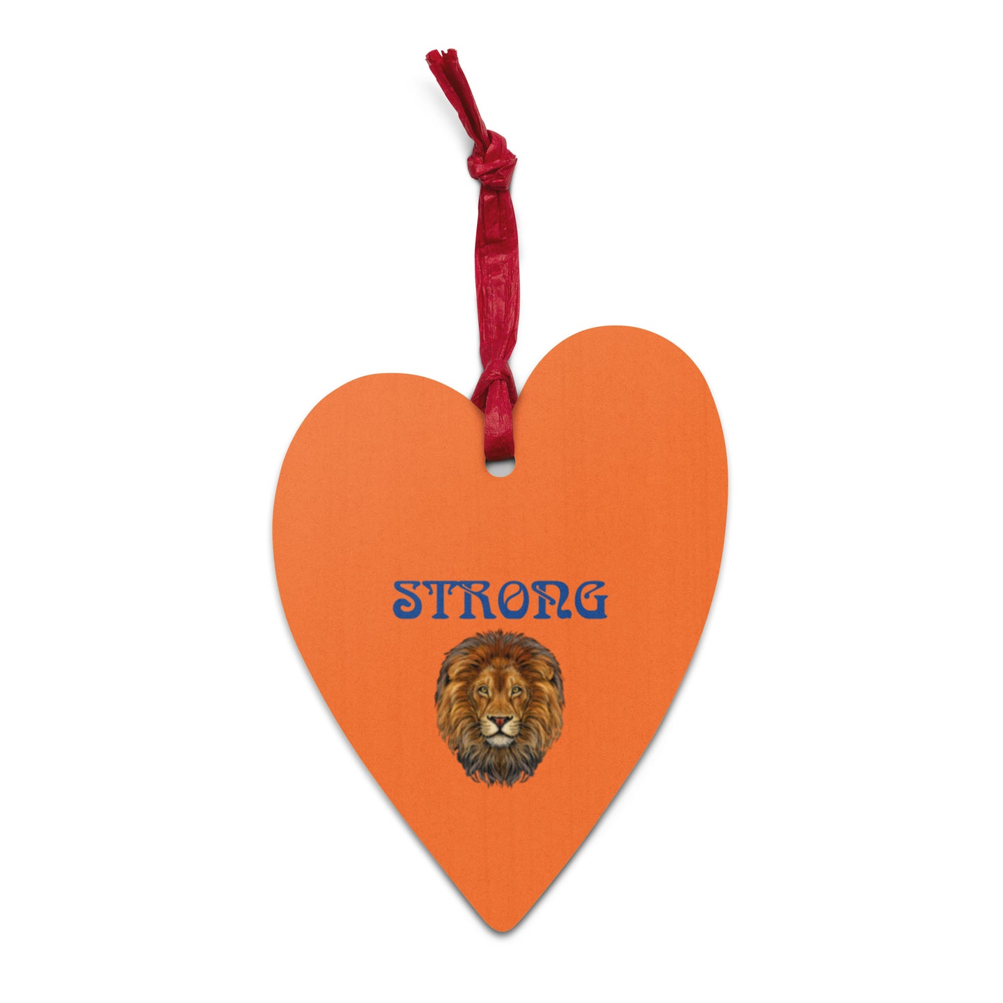 “STRONG” Orange Wooden Ornaments W/Blue Font