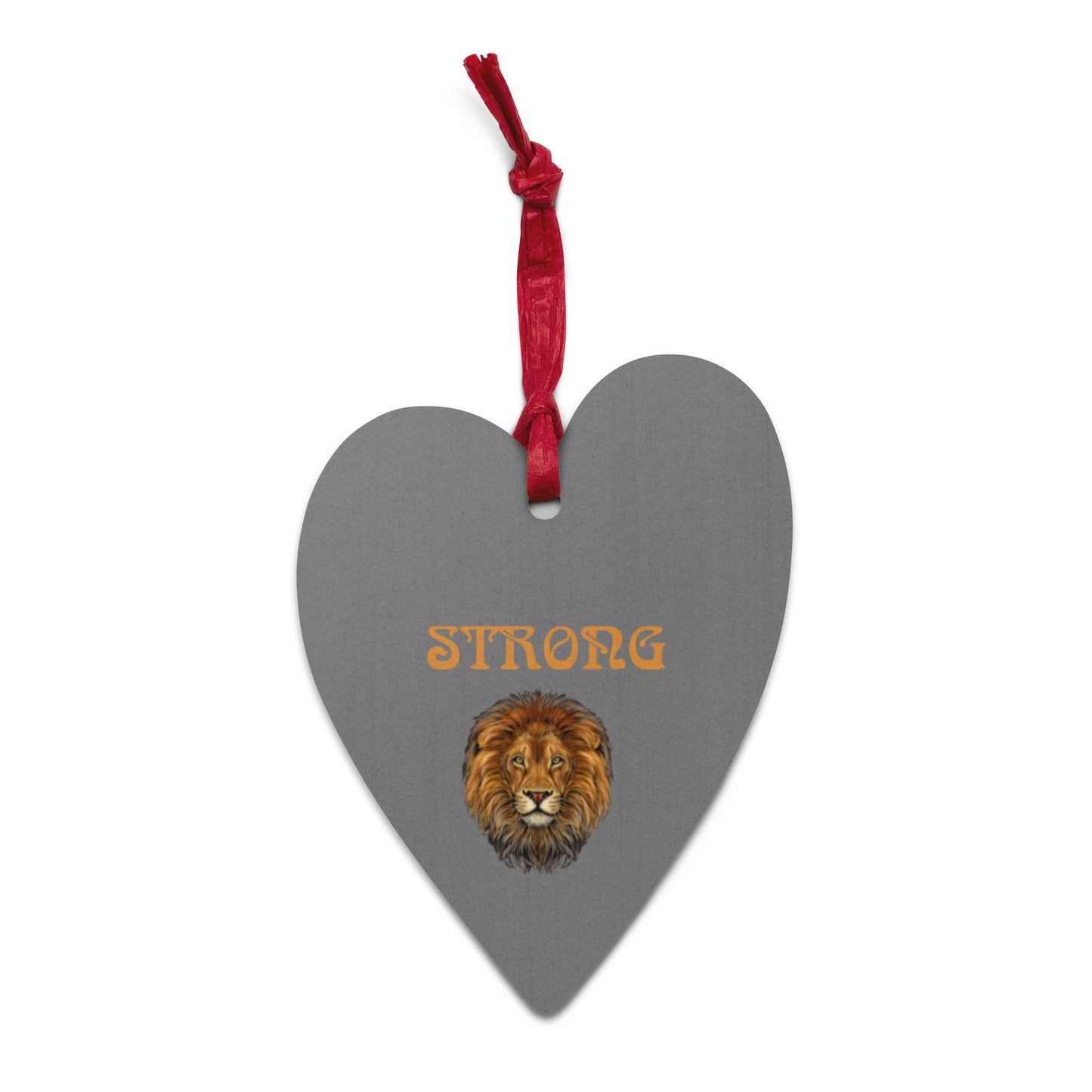“STRONG”Grey Wooden Ornaments W/Bronze Font
