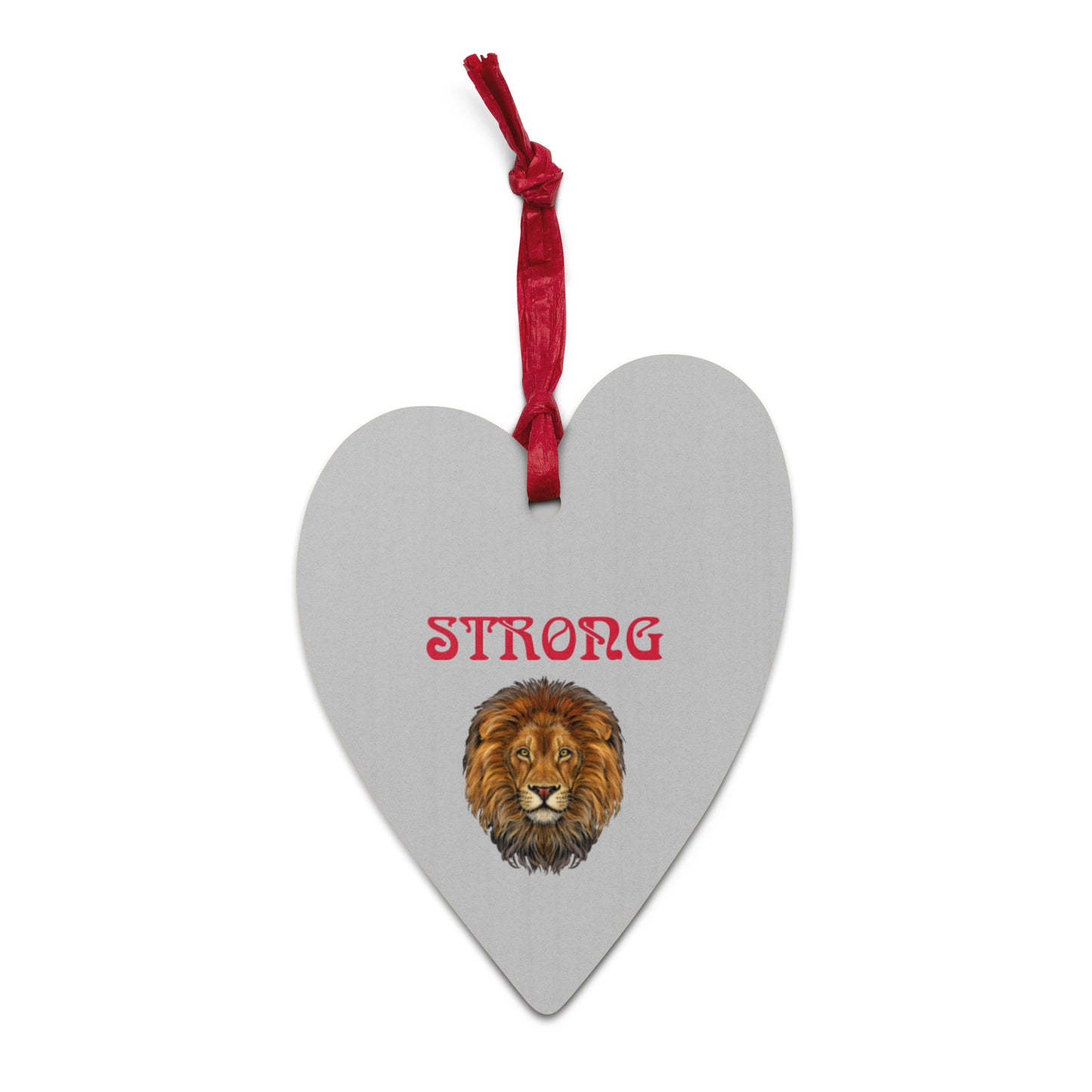 “STRONG”Silver Wooden Ornaments W/Red Font
