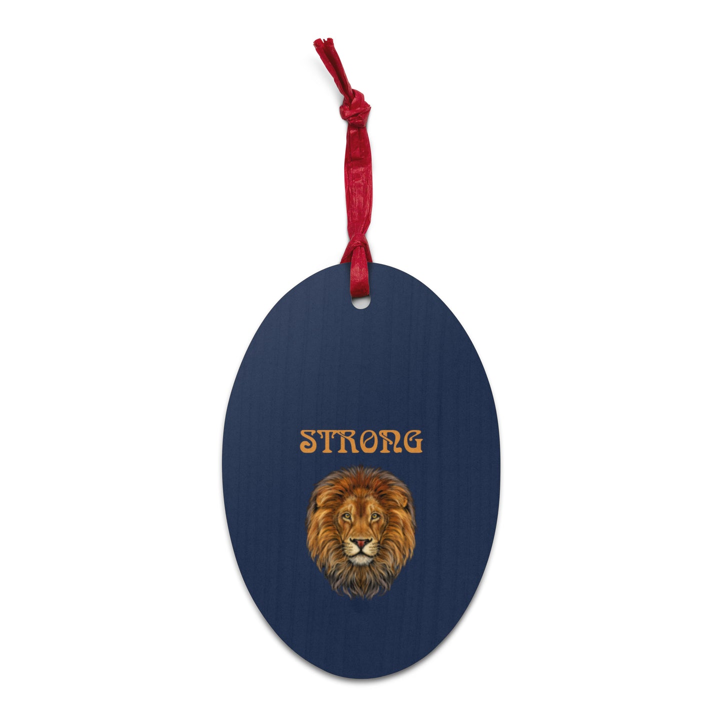 “STRONG”Navy Wooden Ornaments W/Fawn Font