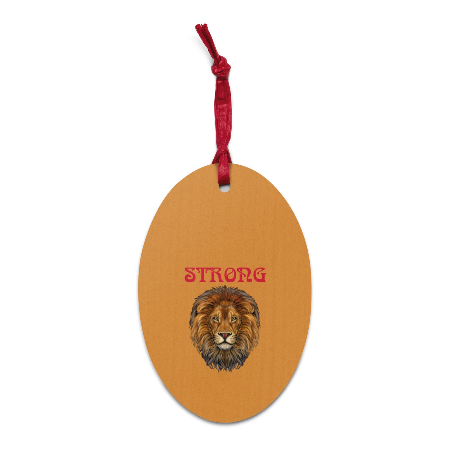 “STRONG” Bronze Wooden Ornaments W/Red Font