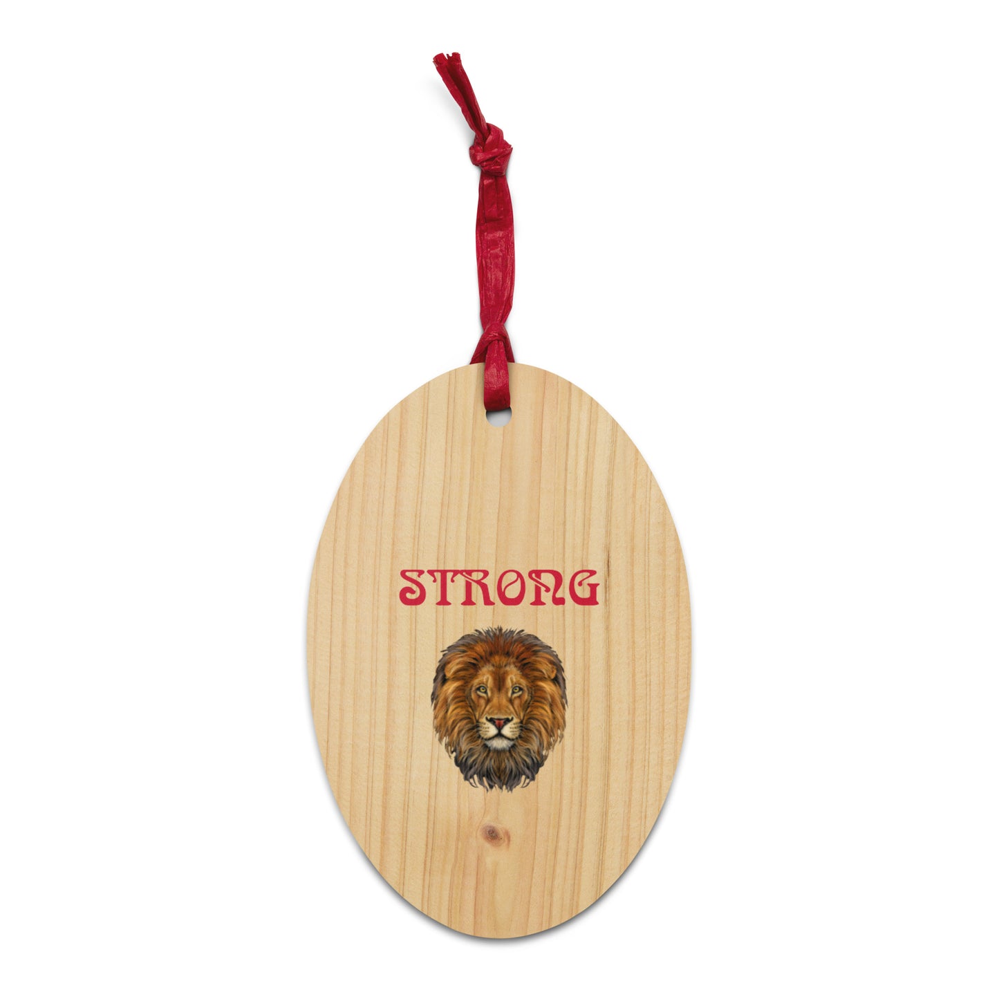“STRONG”Wooden Ornaments W/Red Font