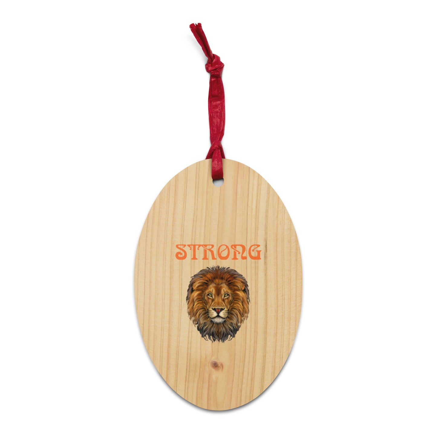 “STRONG”Wooden Ornaments W/Orange Font