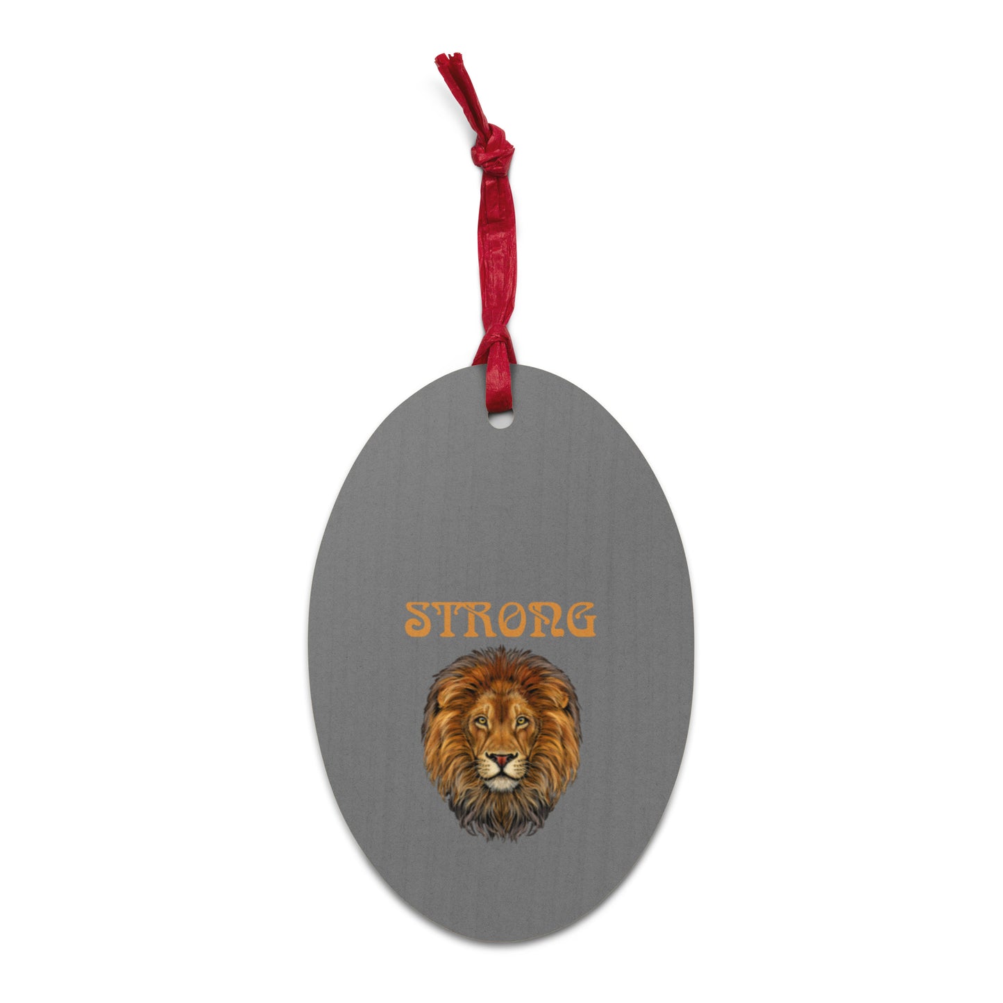“STRONG”Grey Wooden Ornaments W/Bronze Font