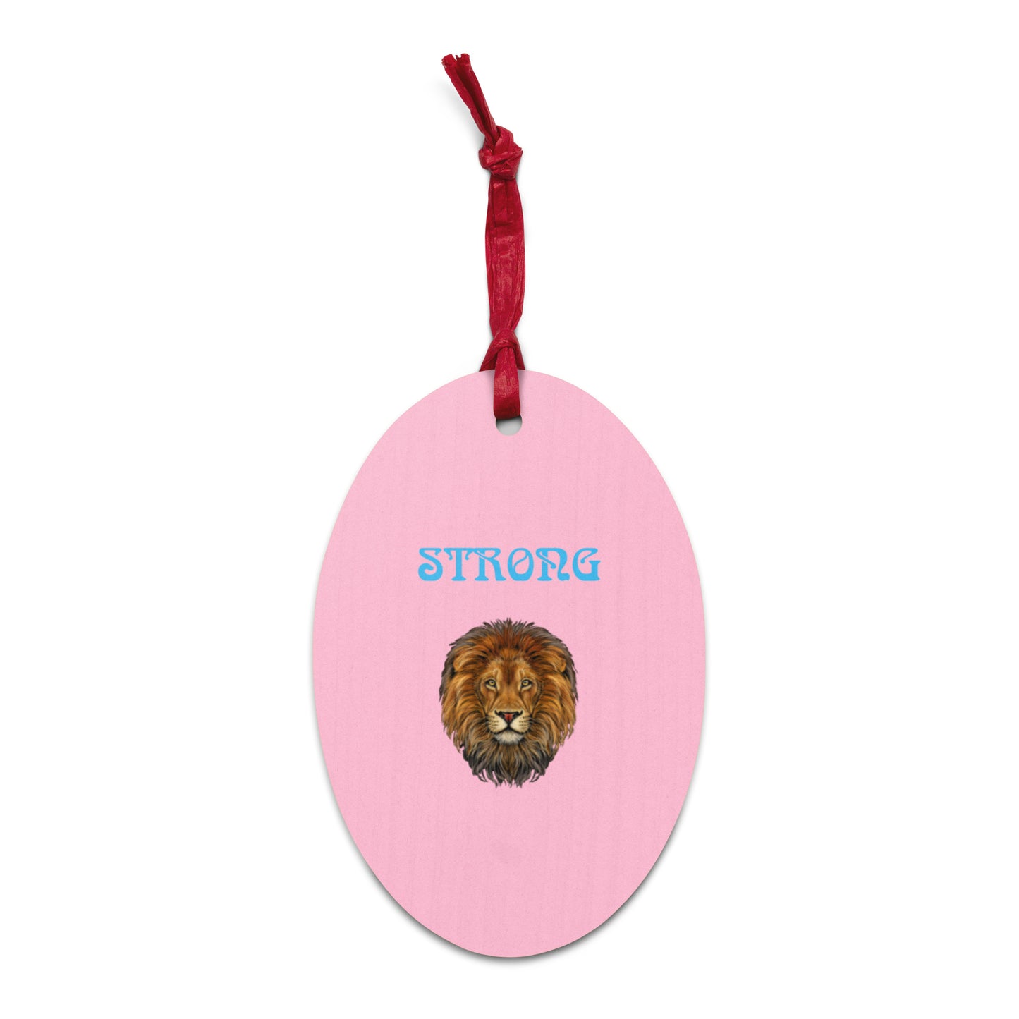 “STRONG”Cotton Candy Wooden Ornaments W/SkyBlue Font