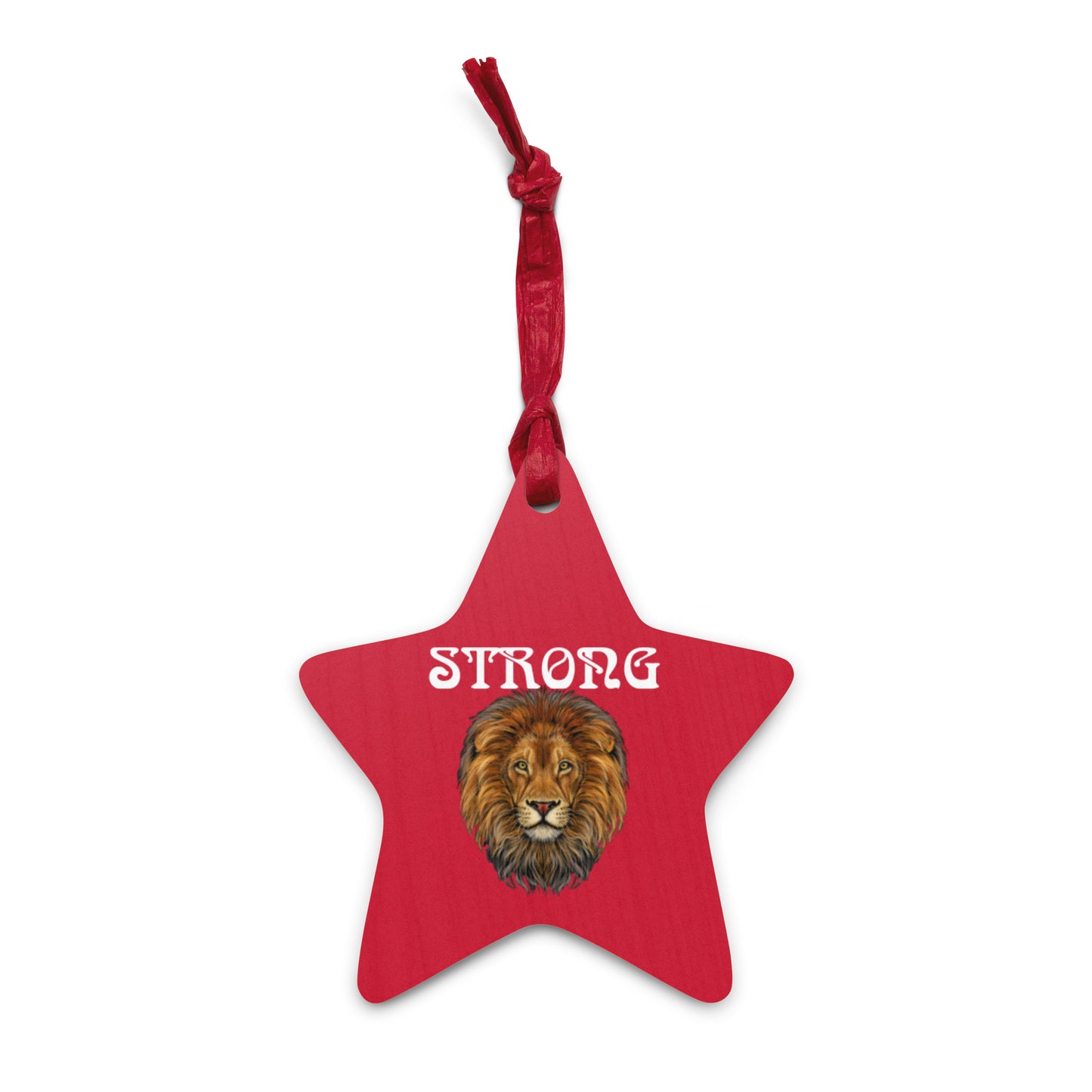 “STRONG” Red Wooden Ornaments W/White Font