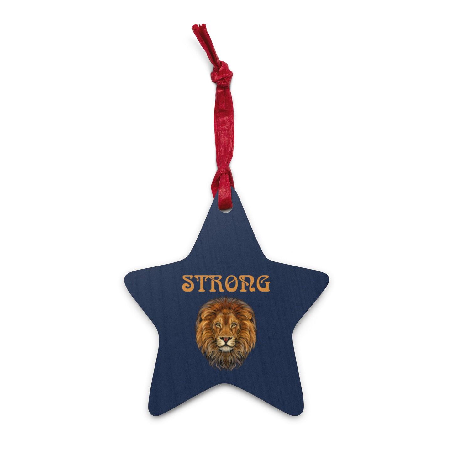 “STRONG”Navy Wooden Ornaments W/Fawn Font
