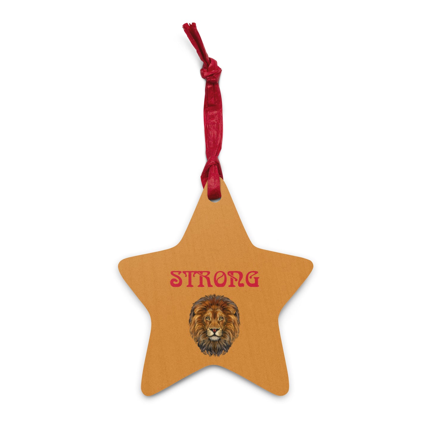 “STRONG” Bronze Wooden Ornaments W/Red Font