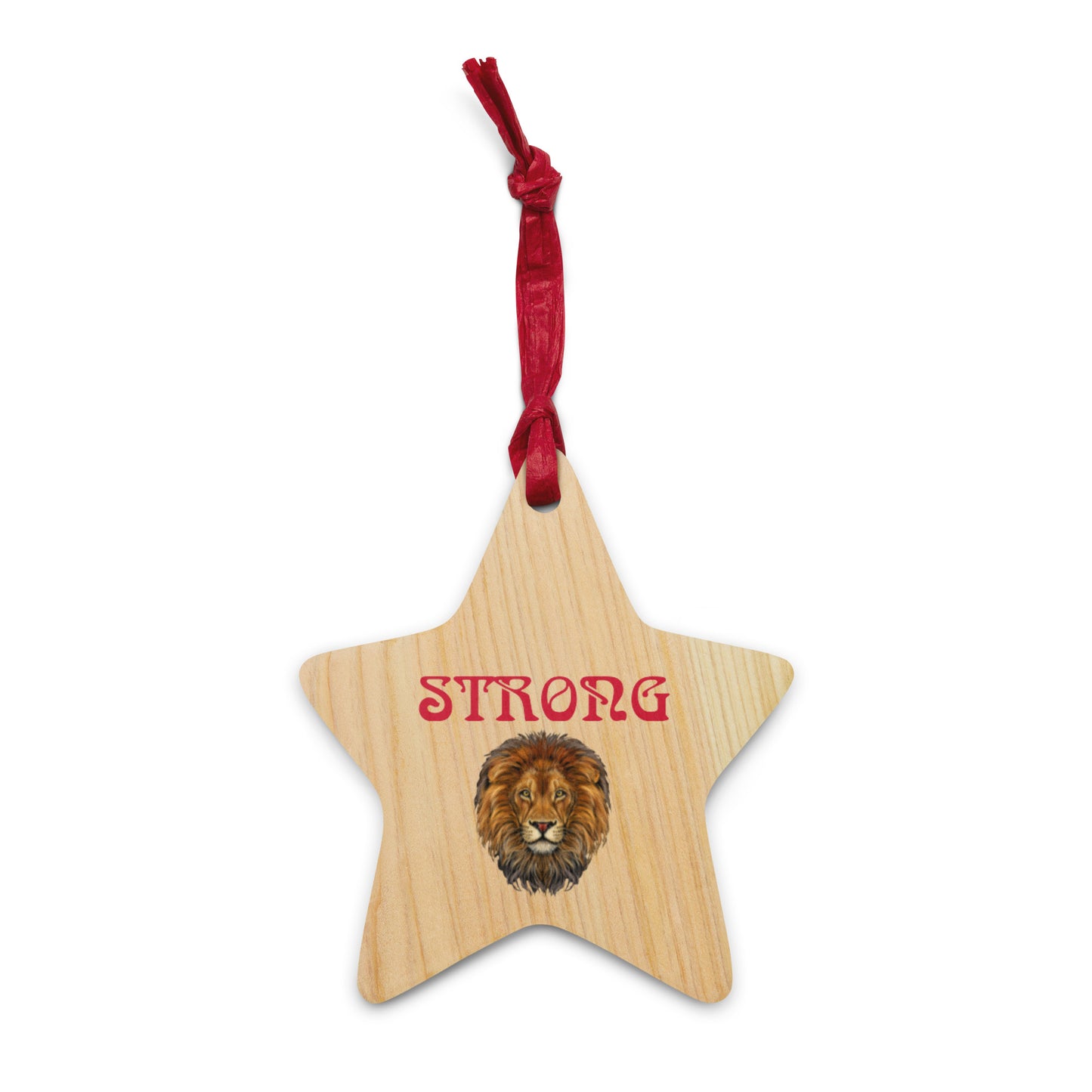 “STRONG”Wooden Ornaments W/Red Font