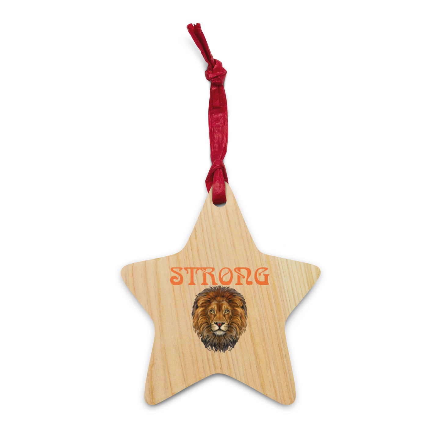 “STRONG”Wooden Ornaments W/Orange Font