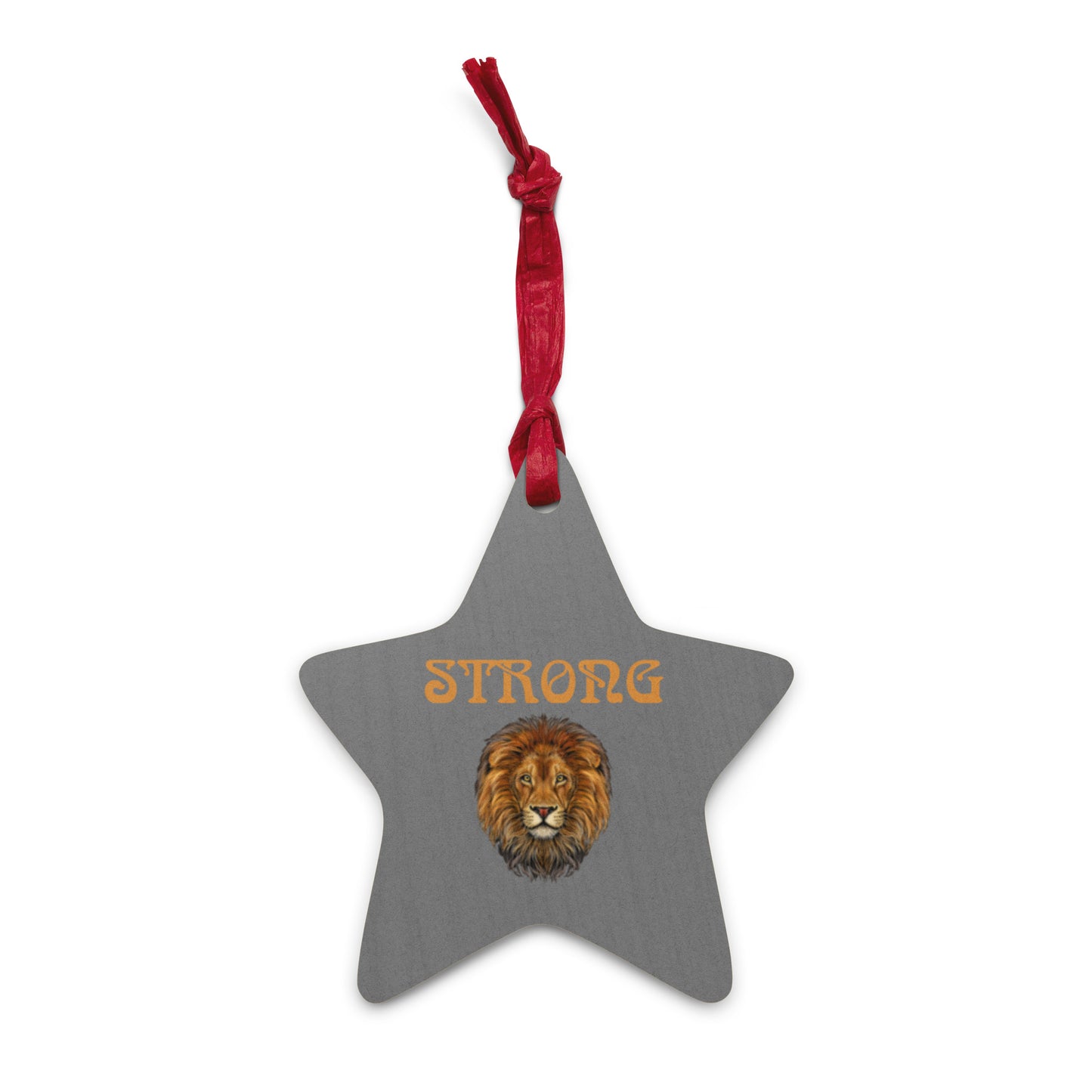 “STRONG”Grey Wooden Ornaments W/Bronze Font