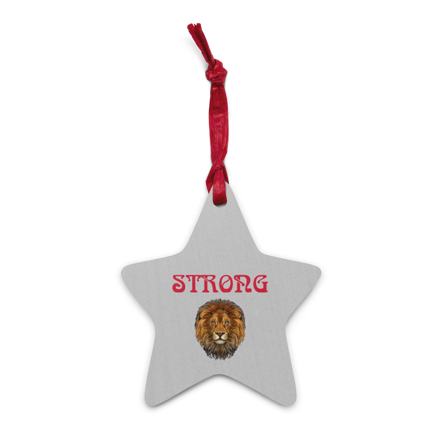 “STRONG”Silver Wooden Ornaments W/Red Font