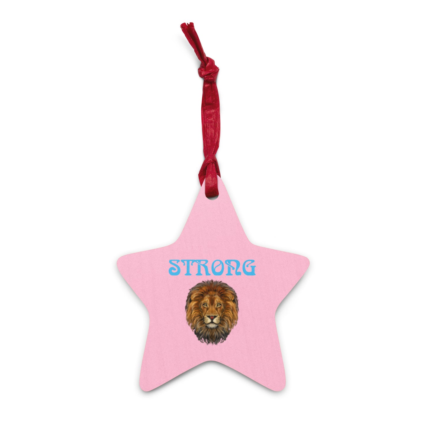 “STRONG”Cotton Candy Wooden Ornaments W/SkyBlue Font