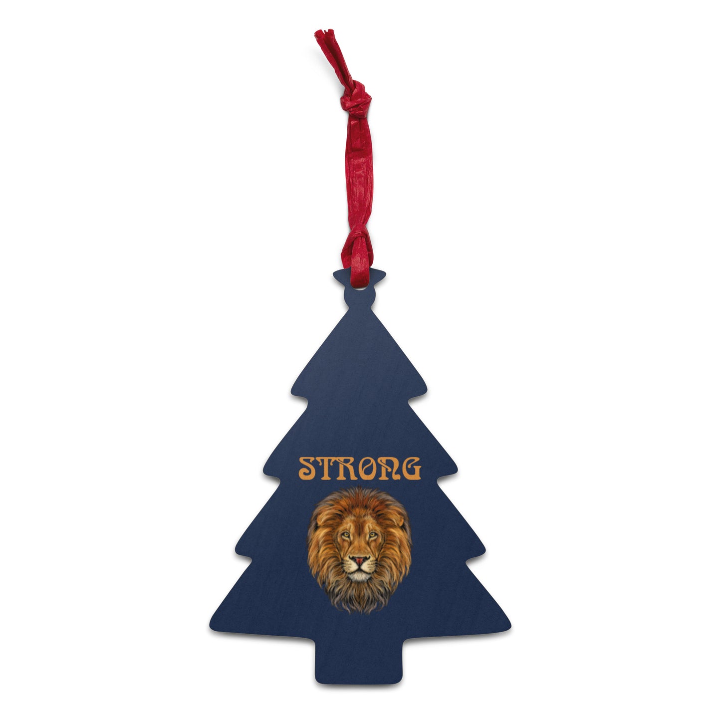 “STRONG”Navy Wooden Ornaments W/Fawn Font