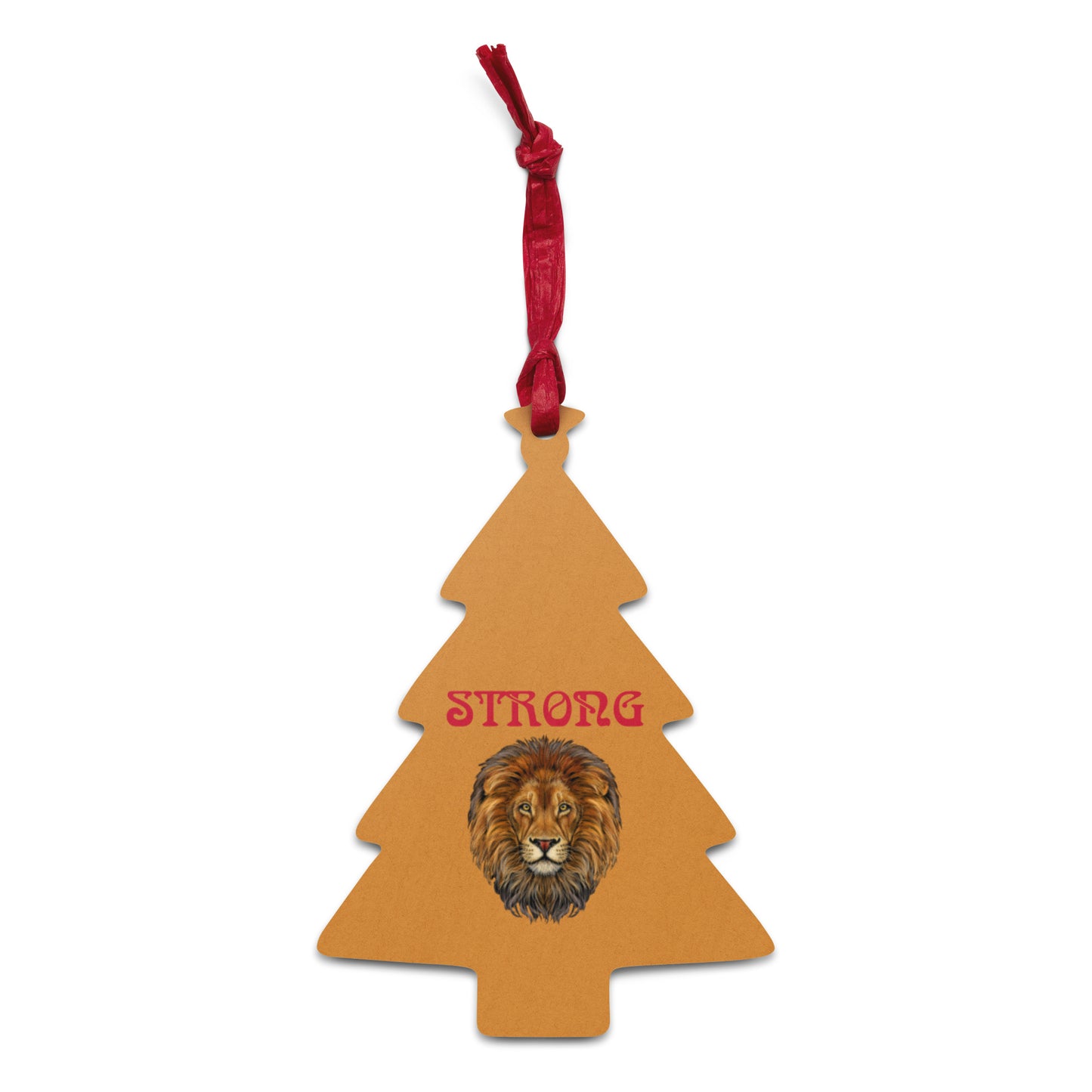 “STRONG” Bronze Wooden Ornaments W/Red Font