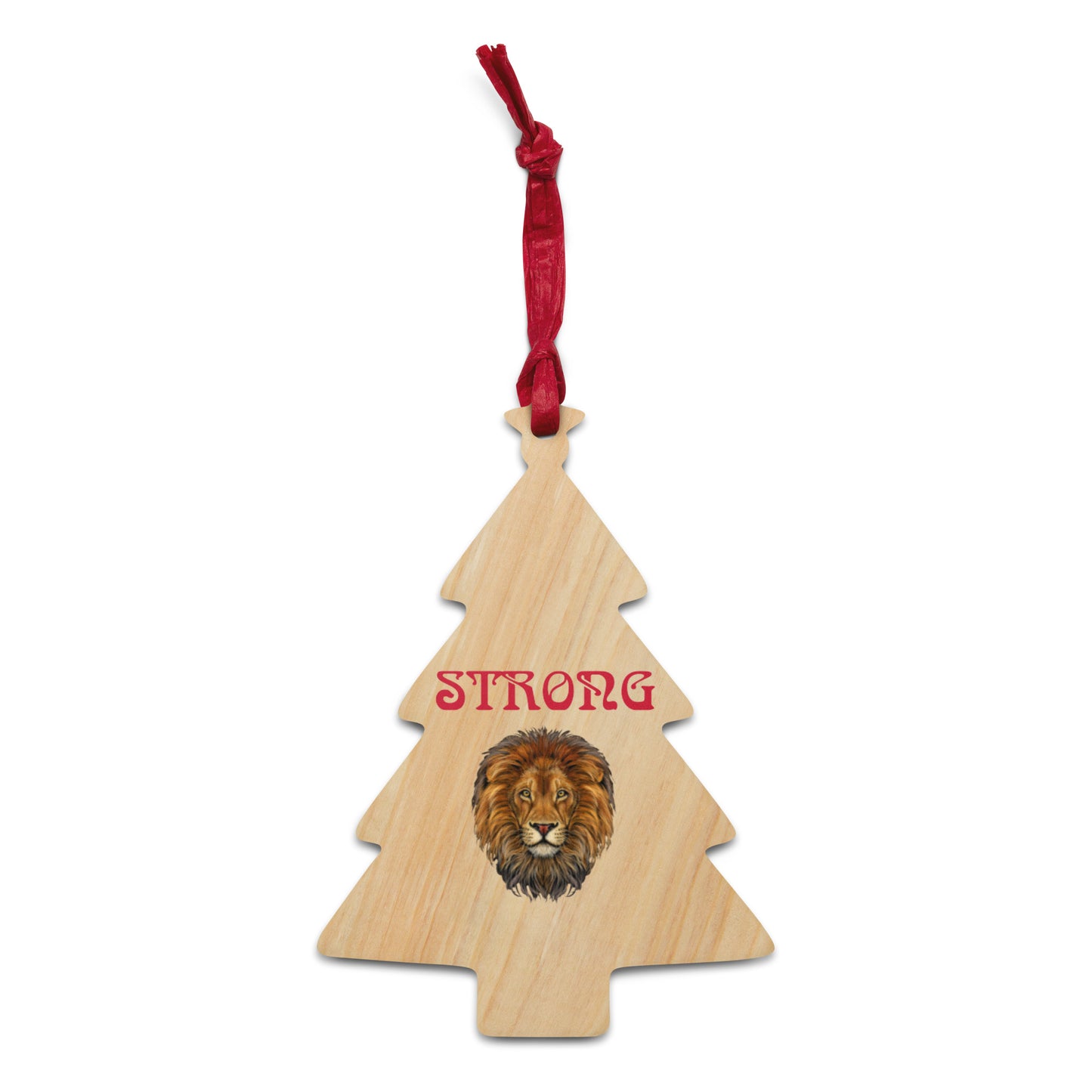 “STRONG”Wooden Ornaments W/Red Font