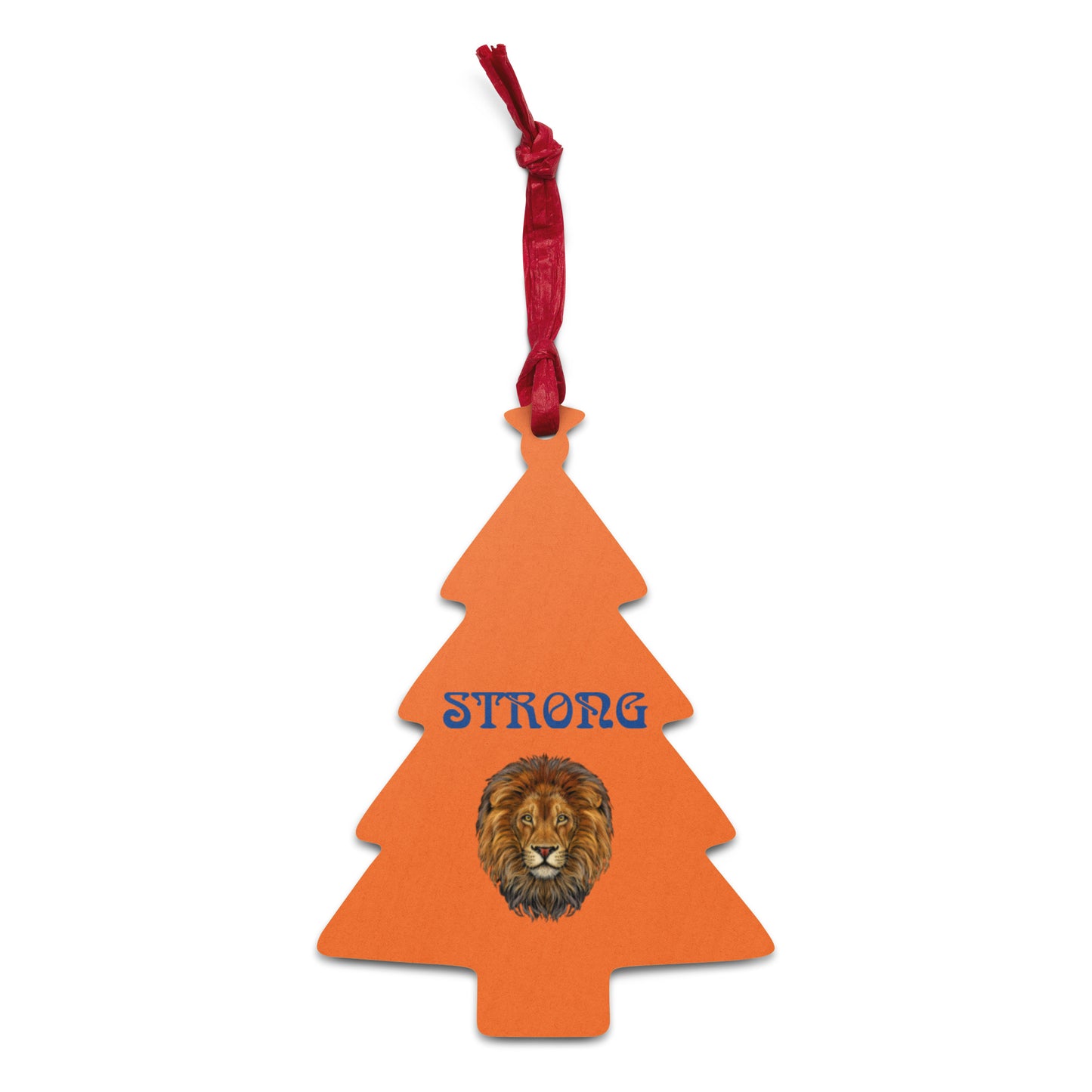 “STRONG” Orange Wooden Ornaments W/Blue Font