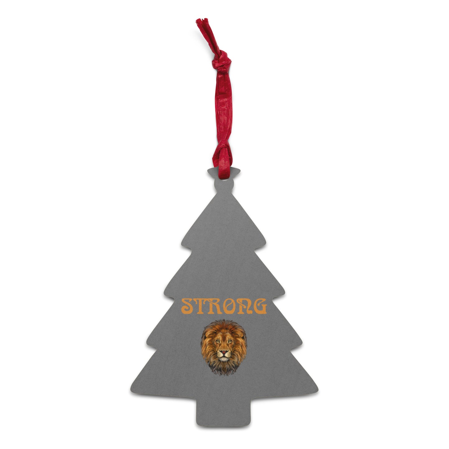 “STRONG”Grey Wooden Ornaments W/Bronze Font