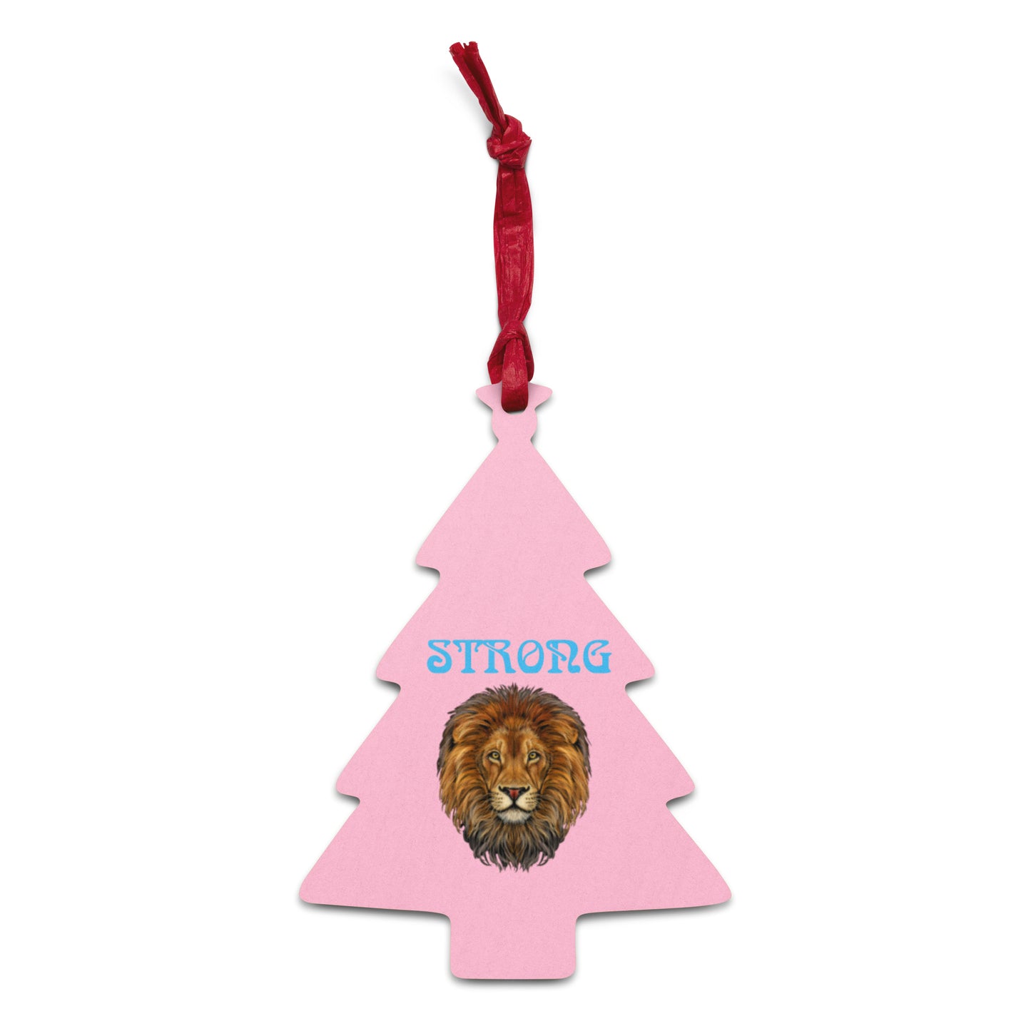 “STRONG”Cotton Candy Wooden Ornaments W/SkyBlue Font