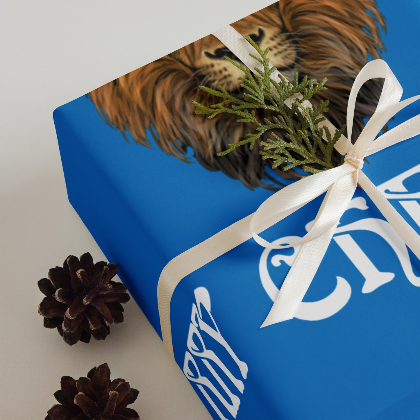 “STRONG”Blue Christmas Wrapping Paper Sheets W/White Font