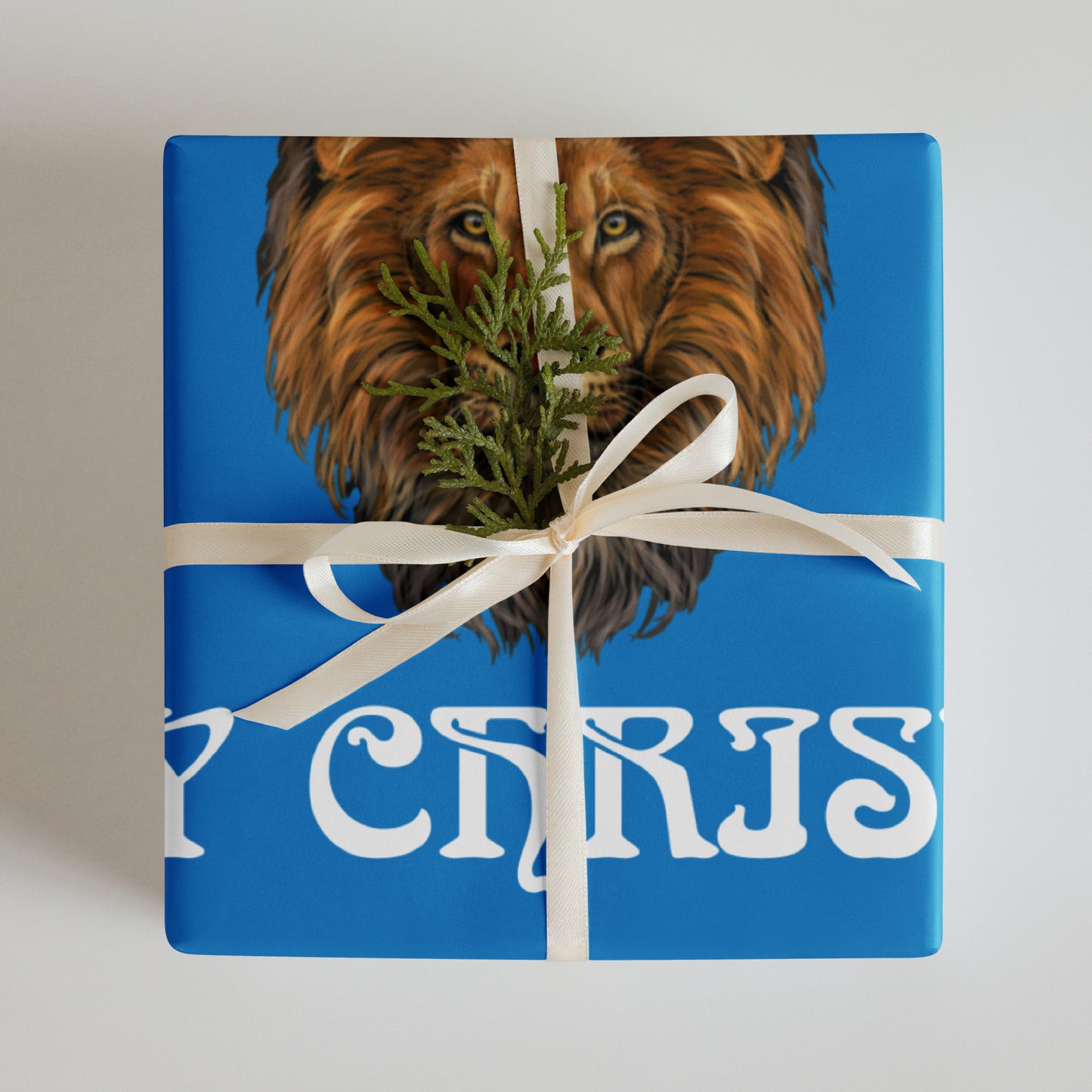 “STRONG”Blue Christmas Wrapping Paper Sheets W/White Font