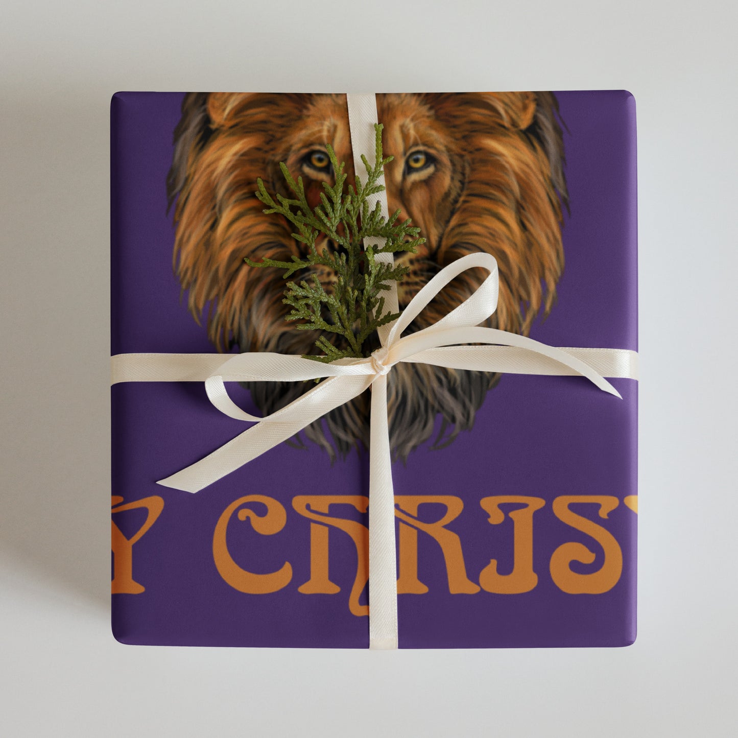 “STRONG”Purple Christmas Wrapping Paper Sheets W/Bronze Font