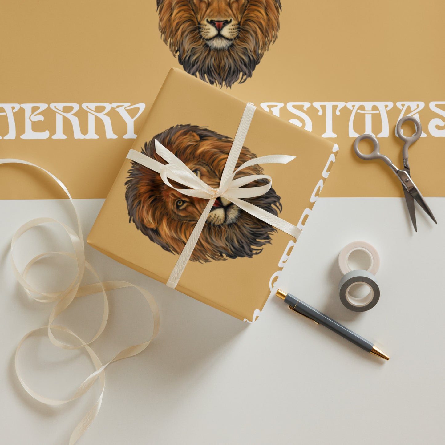“STRONG”Fawn Christmas Wrapping Paper Sheets W/White Font