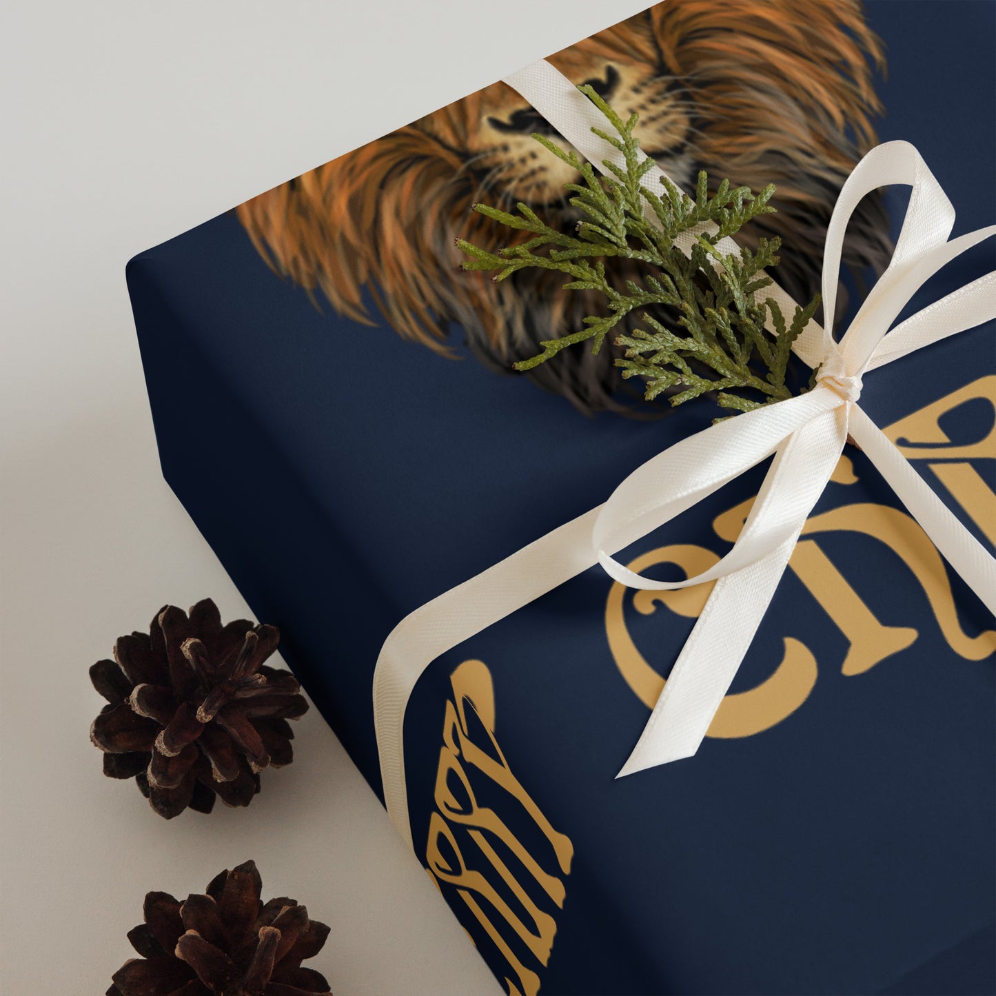 “STRONG”Navy Christmas Wrapping Paper Sheets W/Fawn Font