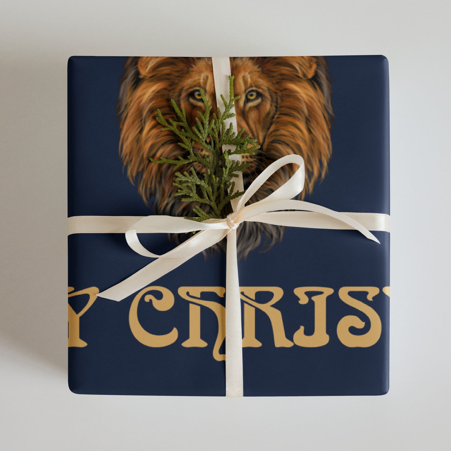 “STRONG”Navy Christmas Wrapping Paper Sheets W/Fawn Font