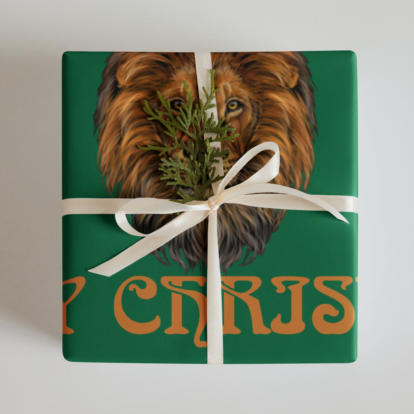 “STRONG”Green Christmas Wrapping Paper Sheets W/Bronze Font