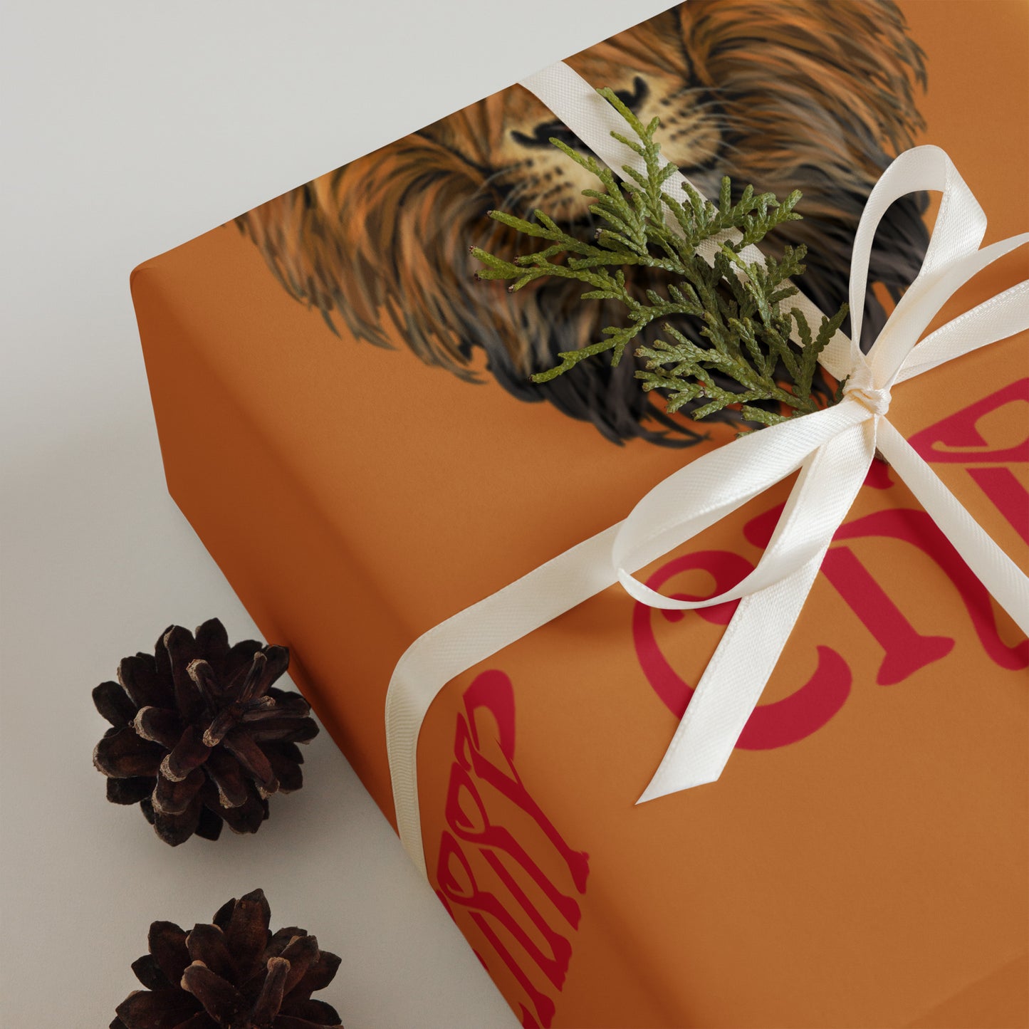 “STRONG”Bronze Christmas Wrapping Paper Sheets W/Red Font