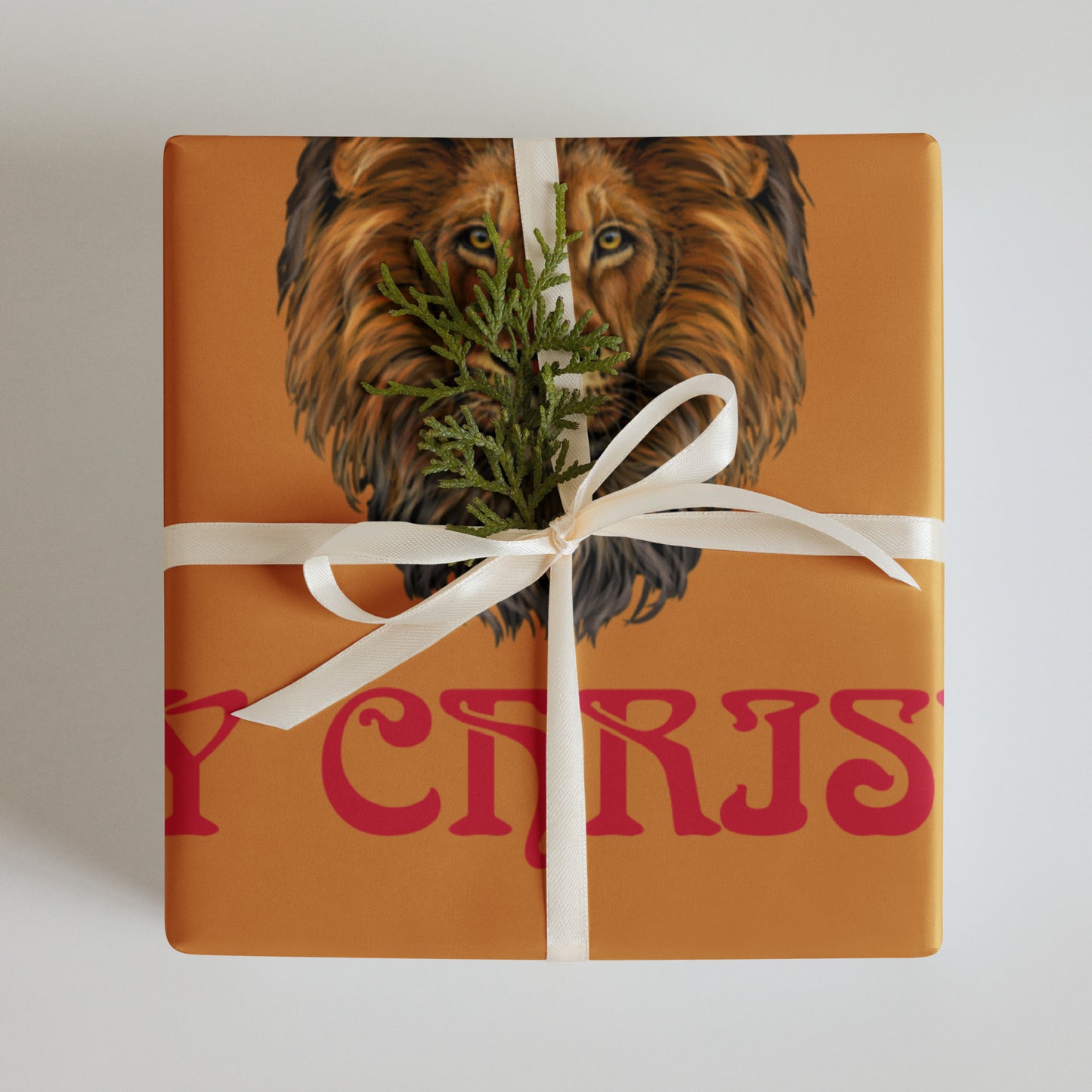 “STRONG”Bronze Christmas Wrapping Paper Sheets W/Red Font