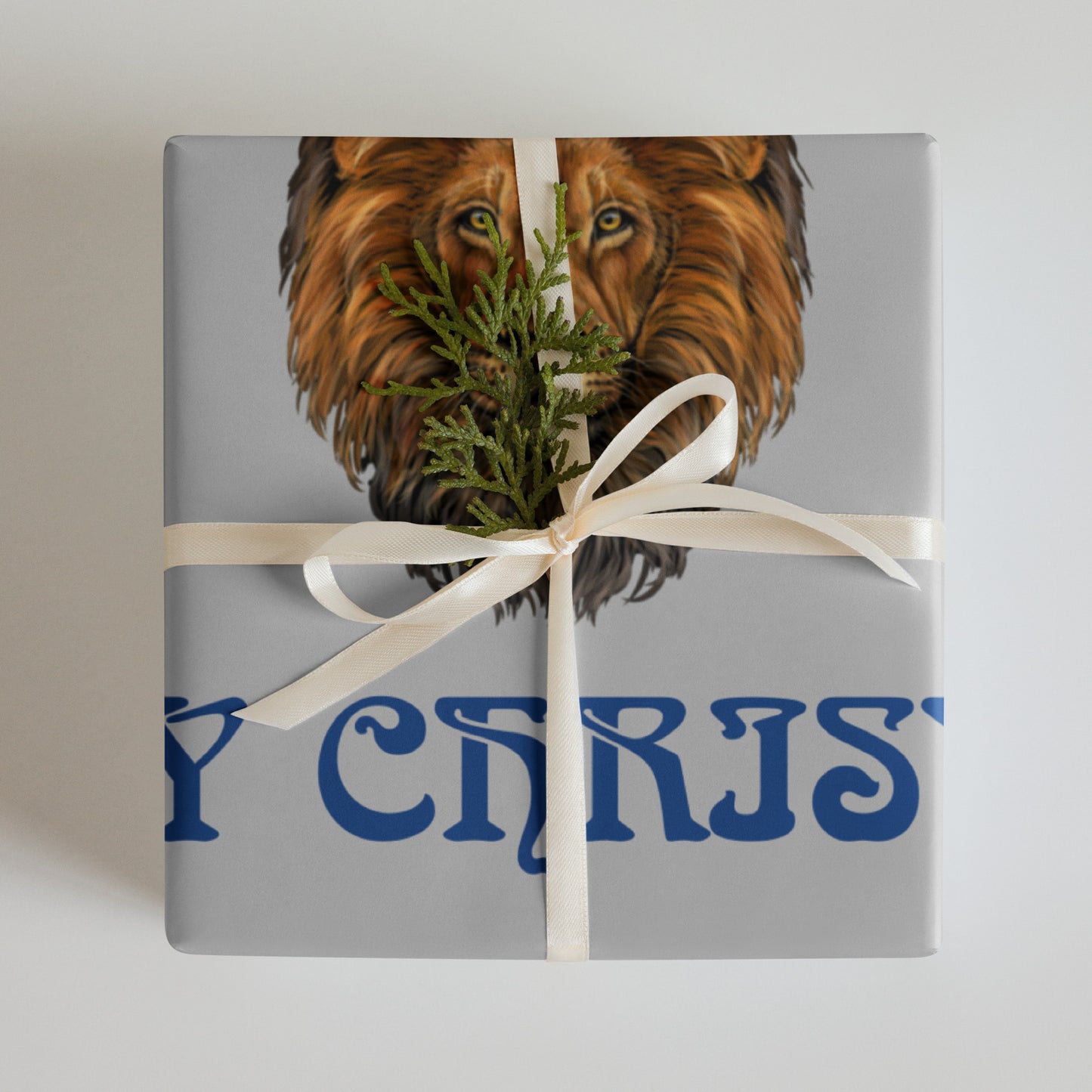 “STRONG”Silver Christmas Wrapping Paper Sheets W/Blue Font