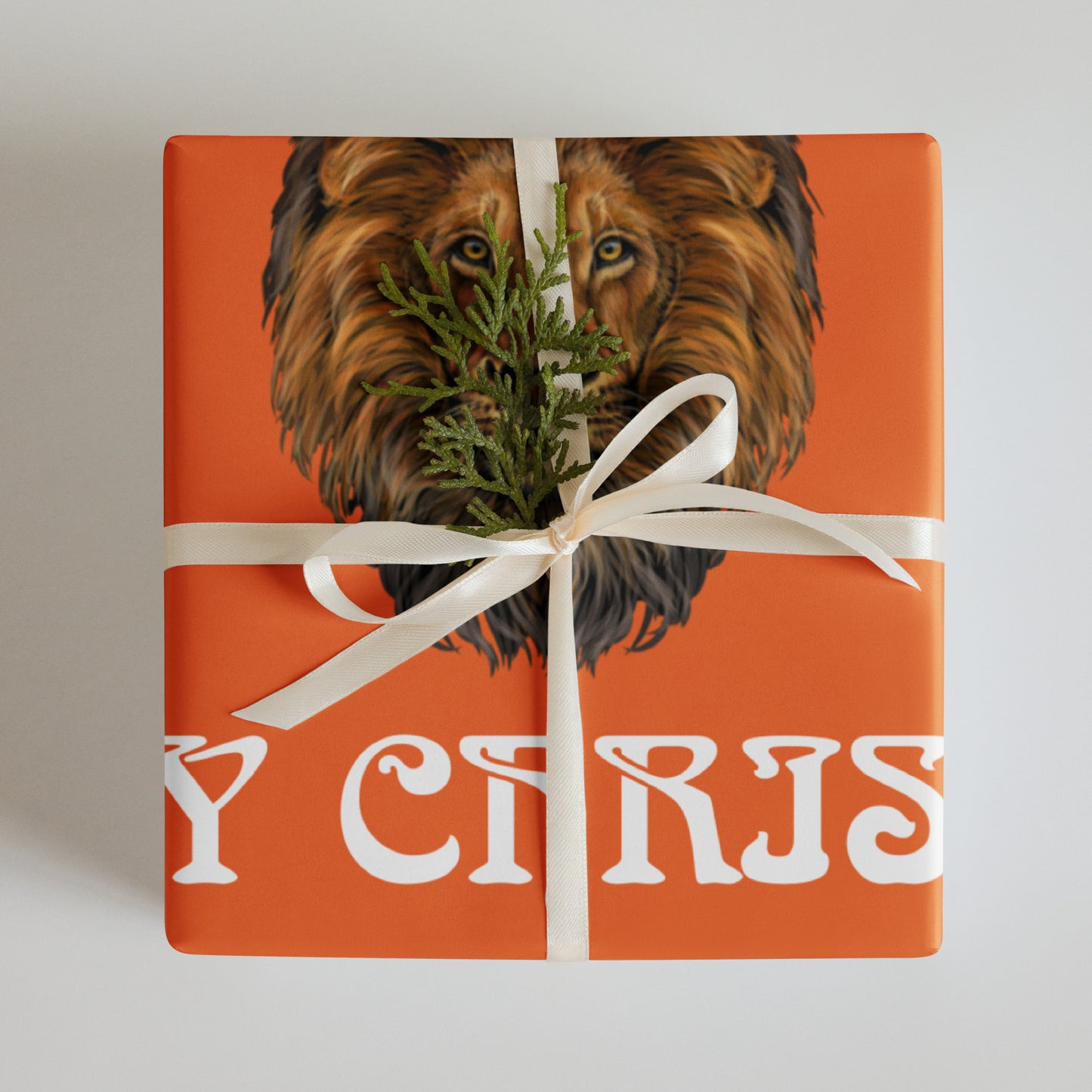 “STRONG” Orange Christmas Wrapping Paper Sheets W/White Font