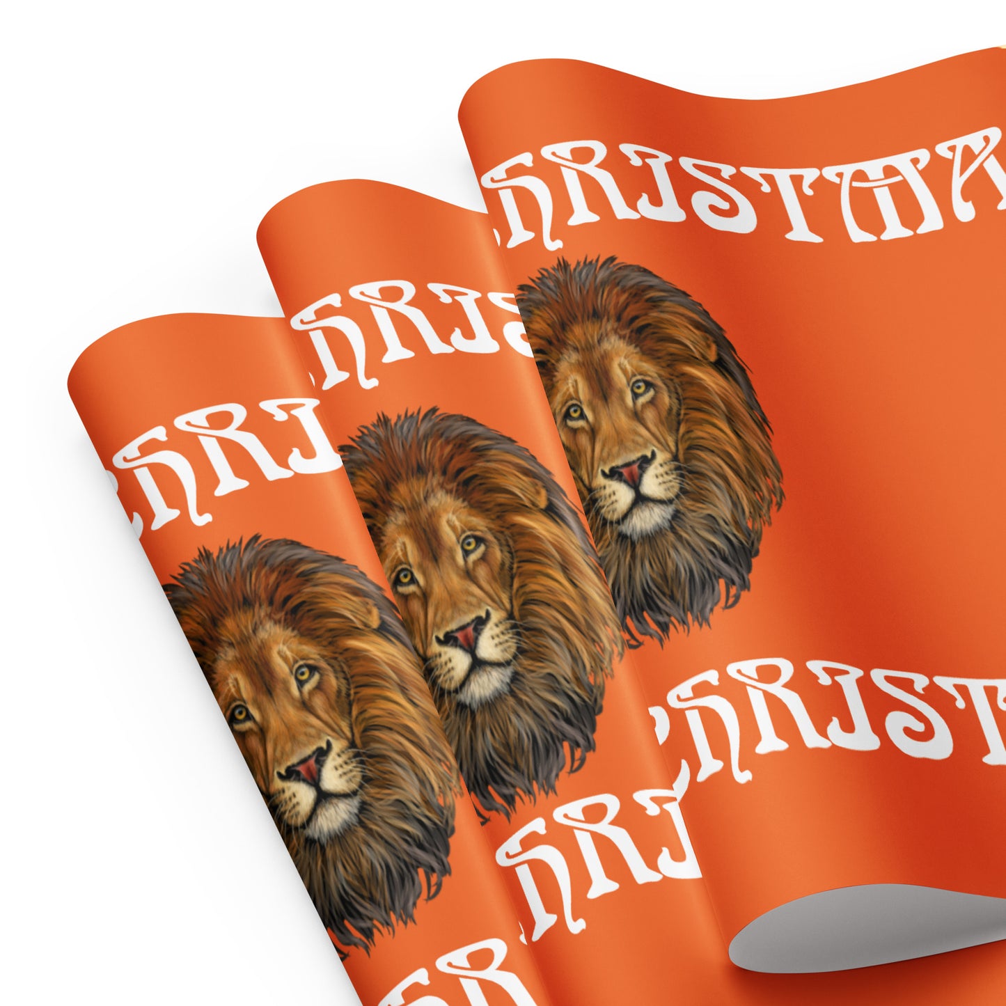 “STRONG” Orange Christmas Wrapping Paper Sheets W/White Font