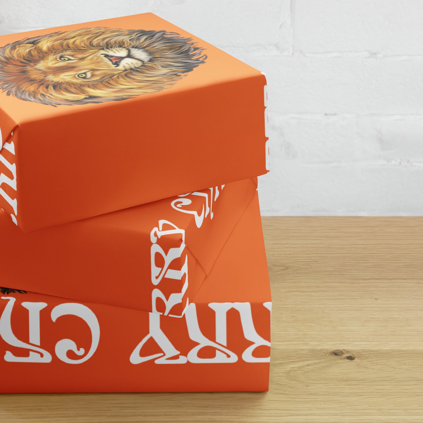 “STRONG” Orange Christmas Wrapping Paper Sheets W/White Font