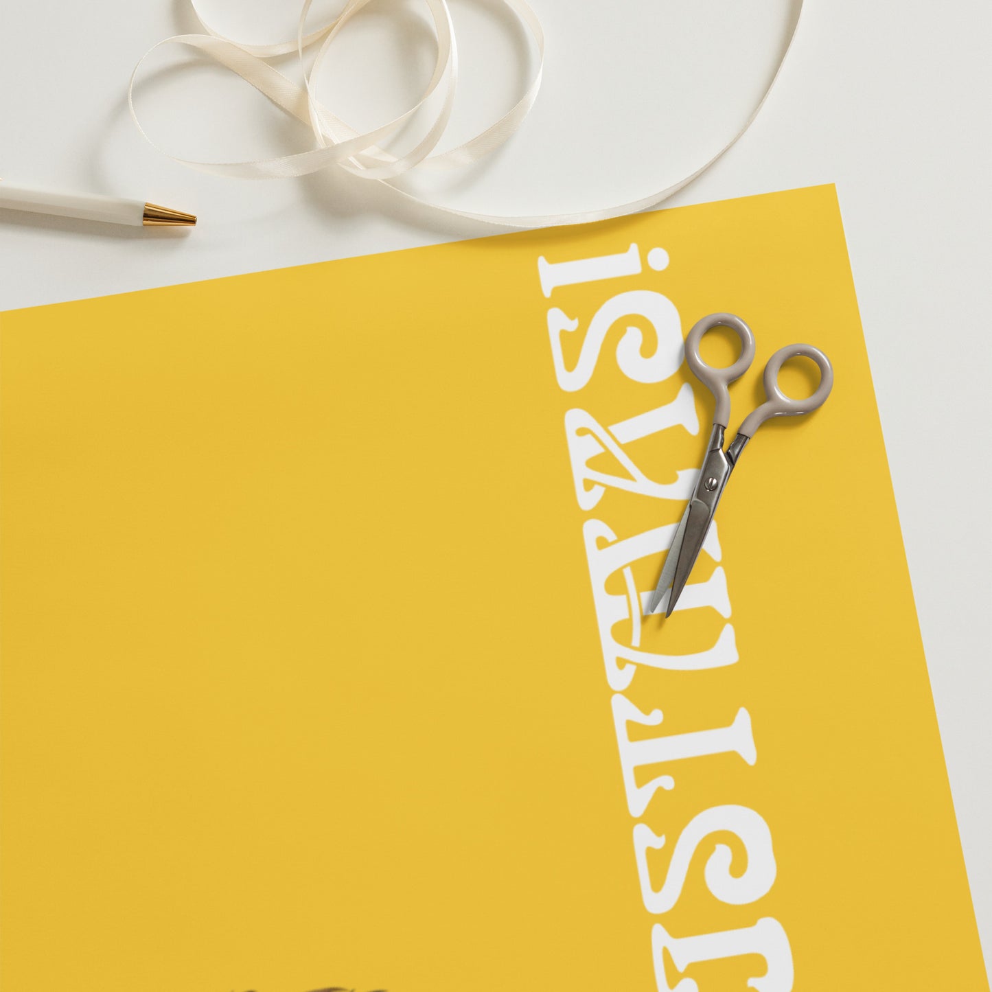 “STRONG”Yellow Christmas Wrapping paper Sheets W/White Font