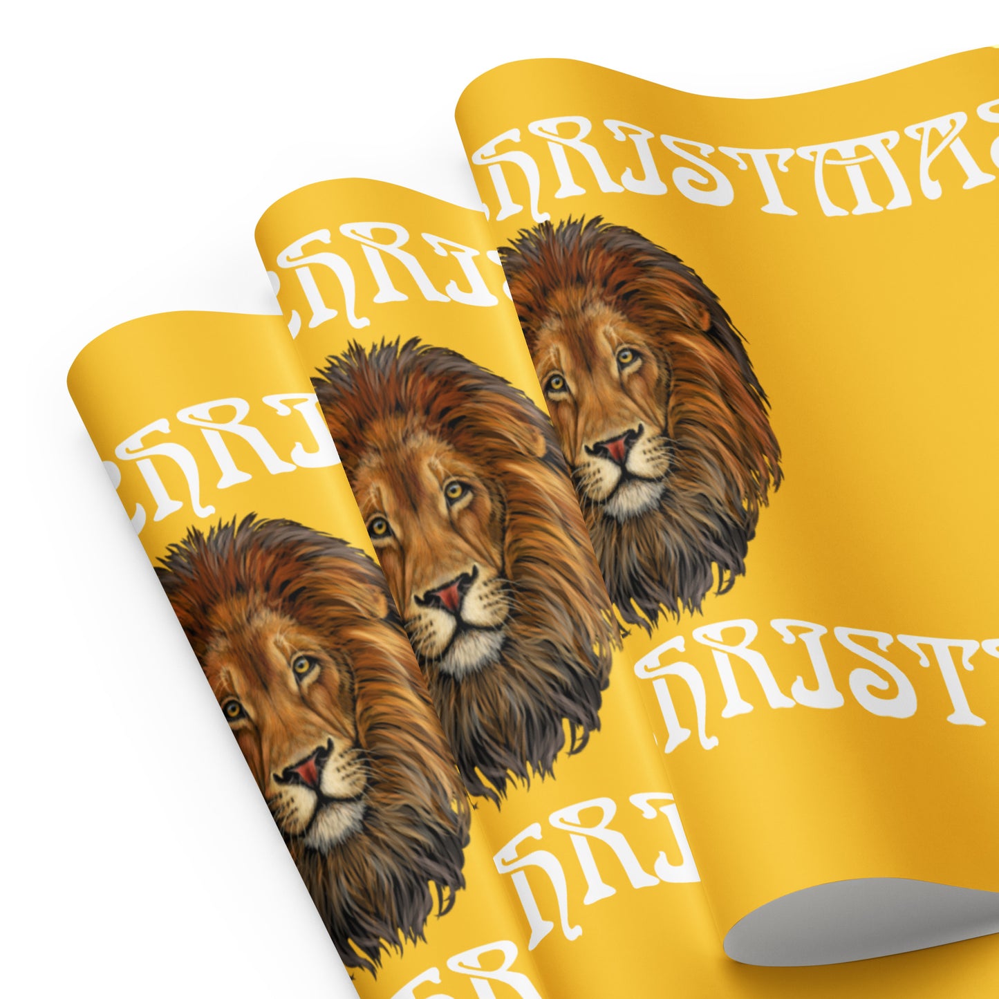 “STRONG”Yellow Christmas Wrapping paper Sheets W/White Font
