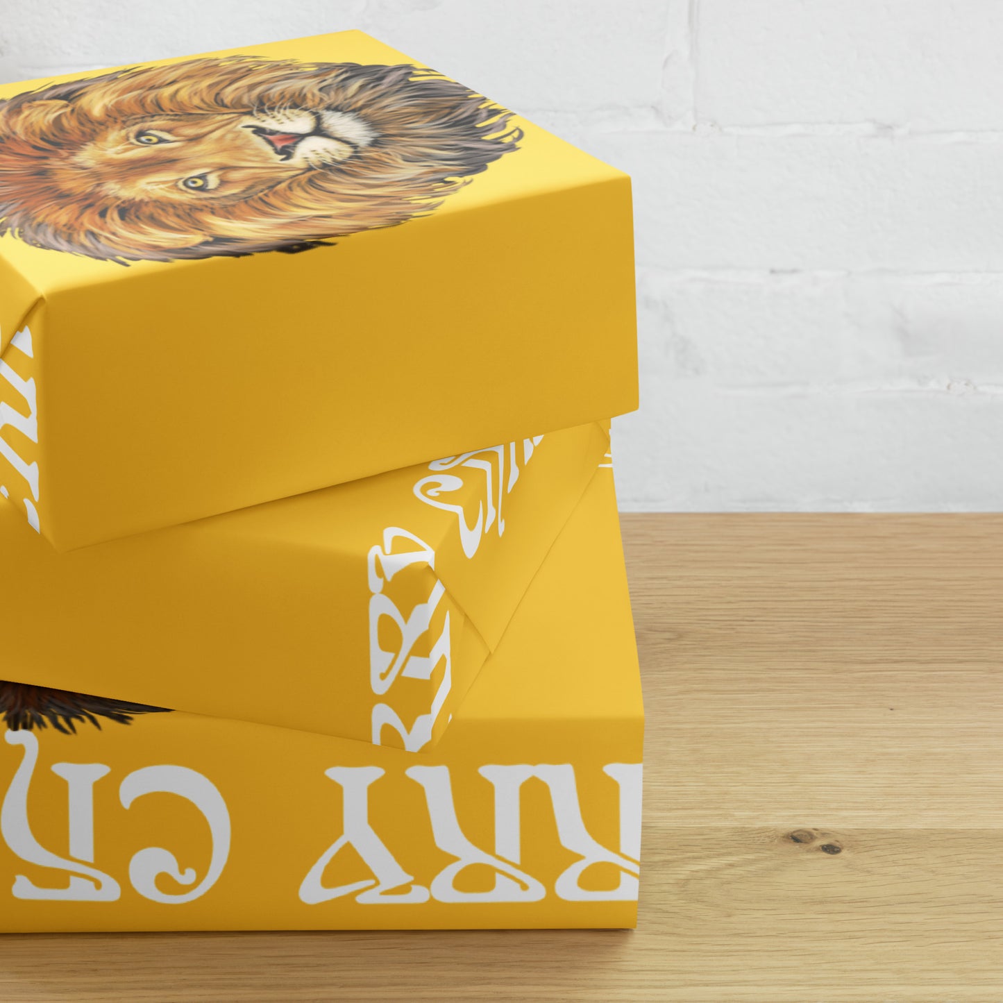 “STRONG”Yellow Christmas Wrapping paper Sheets W/White Font