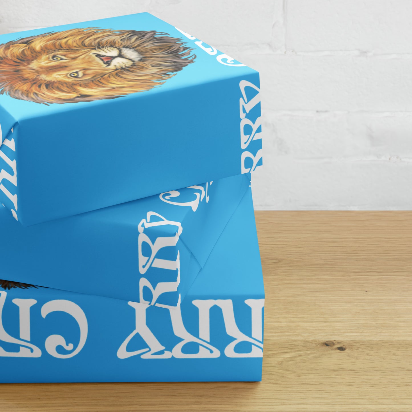“STRONG” SkyBlue Christmas Wrapping Paper Sheets W/White Font