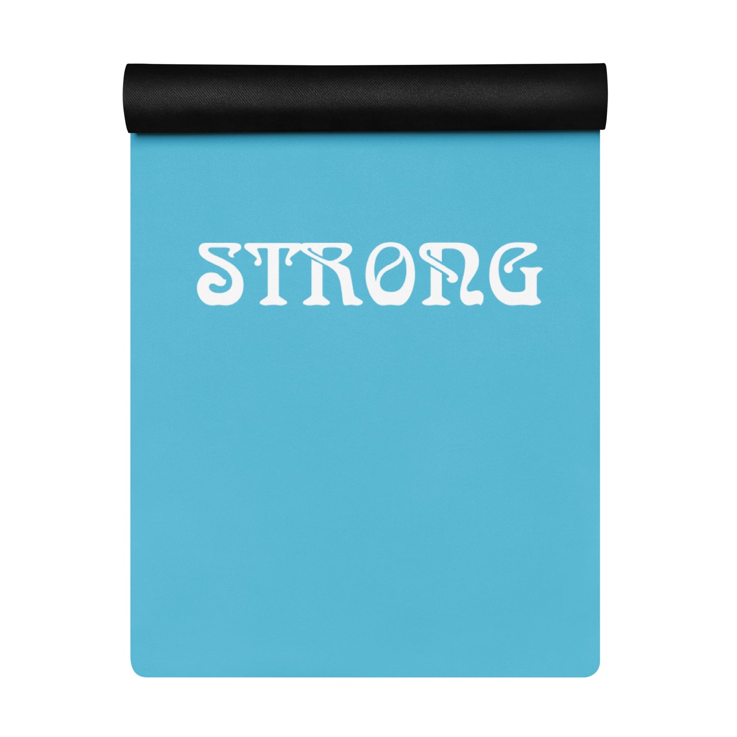 “STRONG”SkyBlue Yoga Mat W/White Font